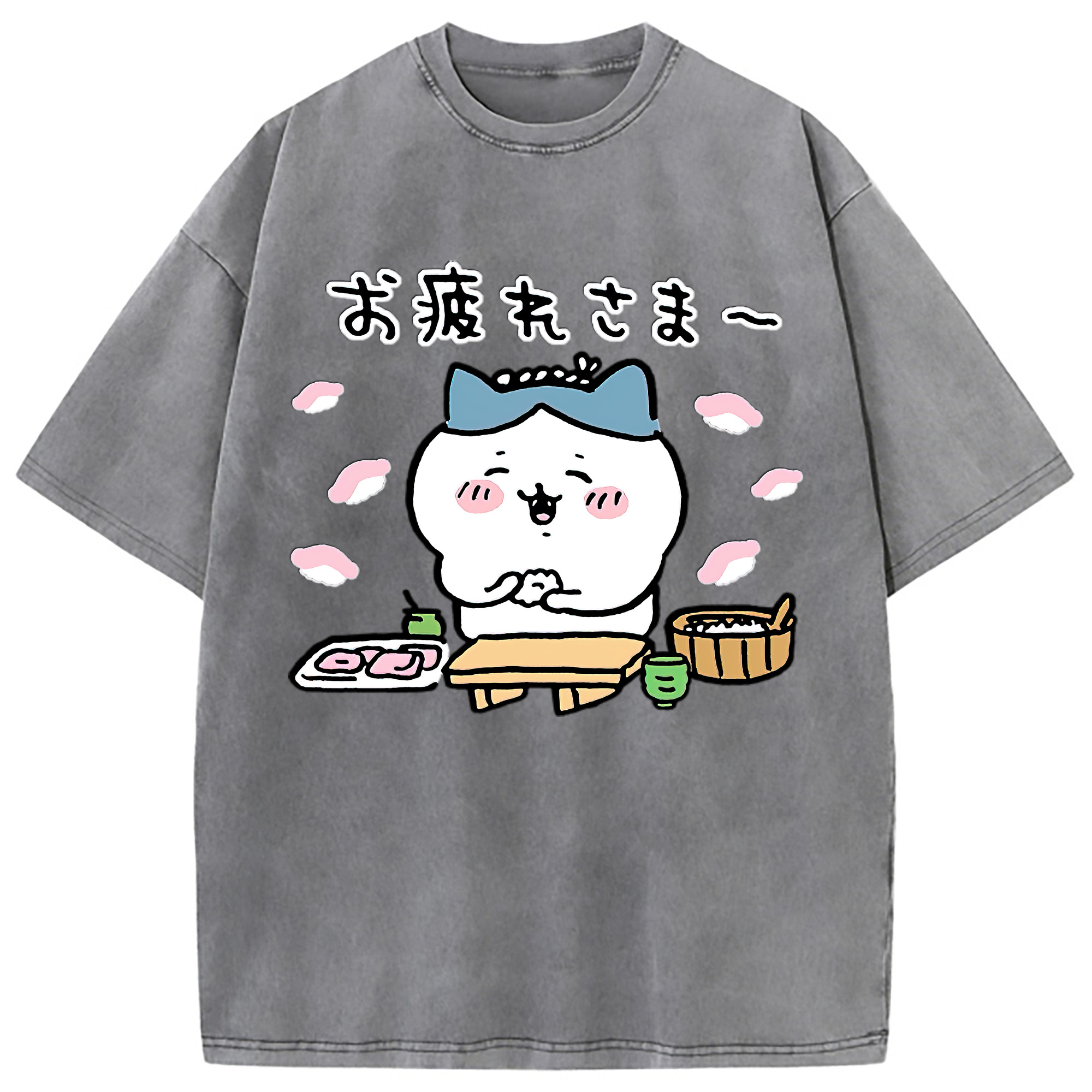 （画像用） ちいかわ ハチワレ Chii-kawa hachiware 綿100% ヴィンテージ風 半袖Tシャツ（フロントプリント）
