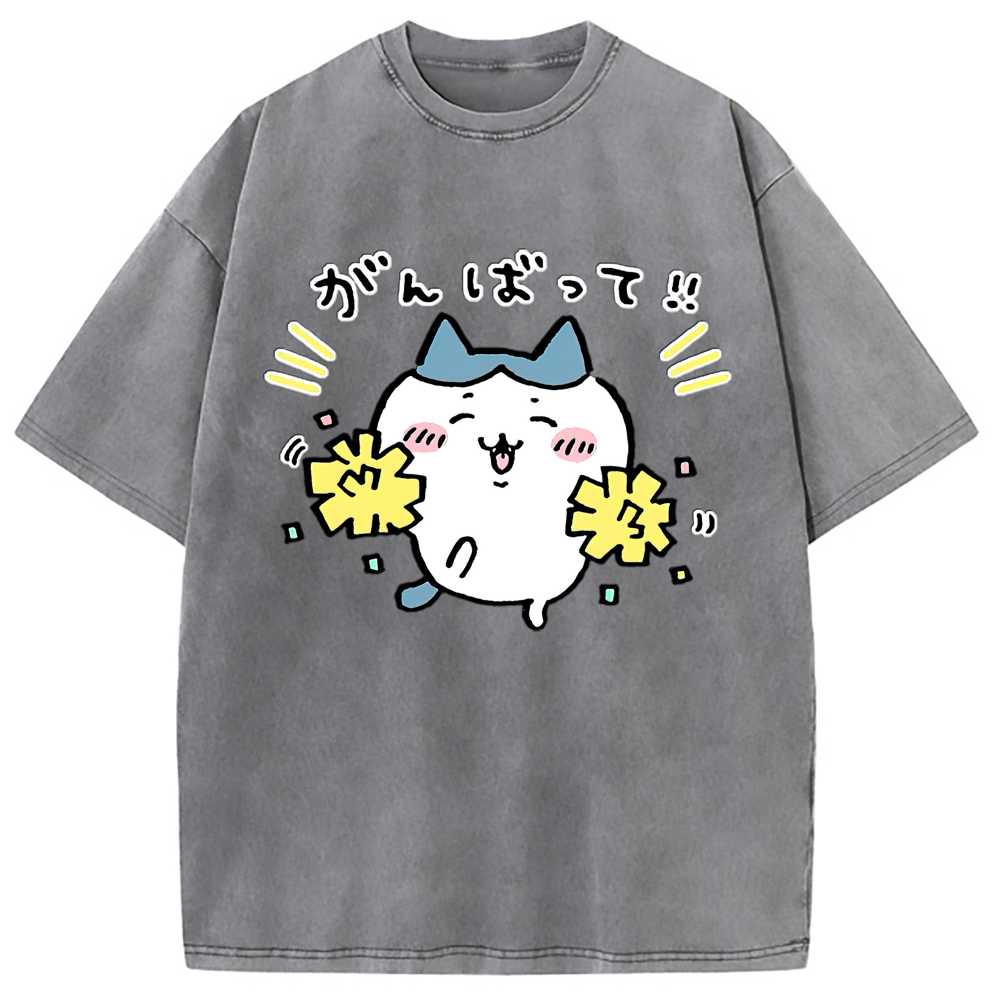 （画像用） ちいかわ ハチワレ Chii-kawa hachiware 綿100% ヴィンテージ風 半袖Tシャツ（フロントプリント）