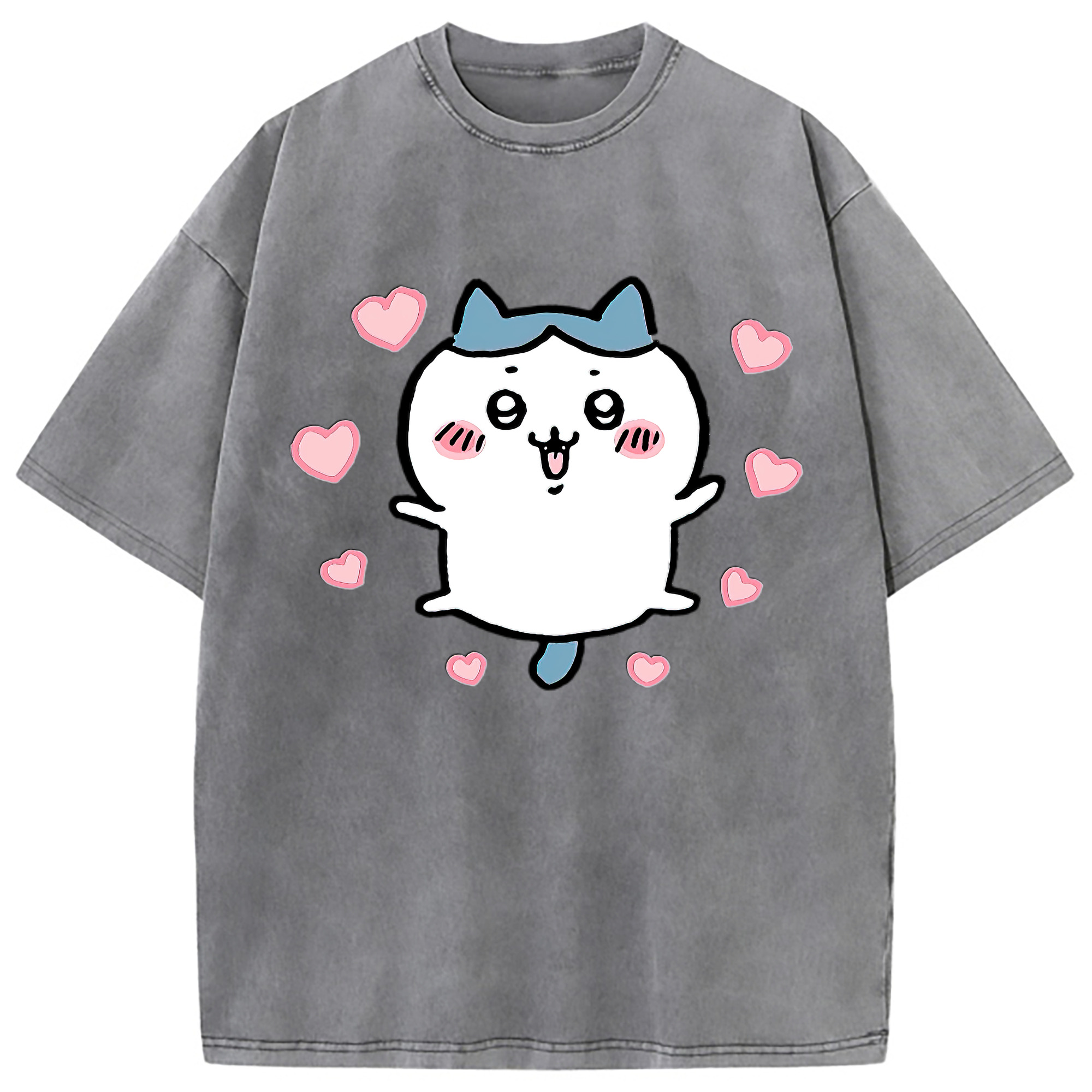 （画像用） ちいかわ ハチワレ Chii-kawa hachiware 綿100% ヴィンテージ風 半袖Tシャツ（フロントプリント）