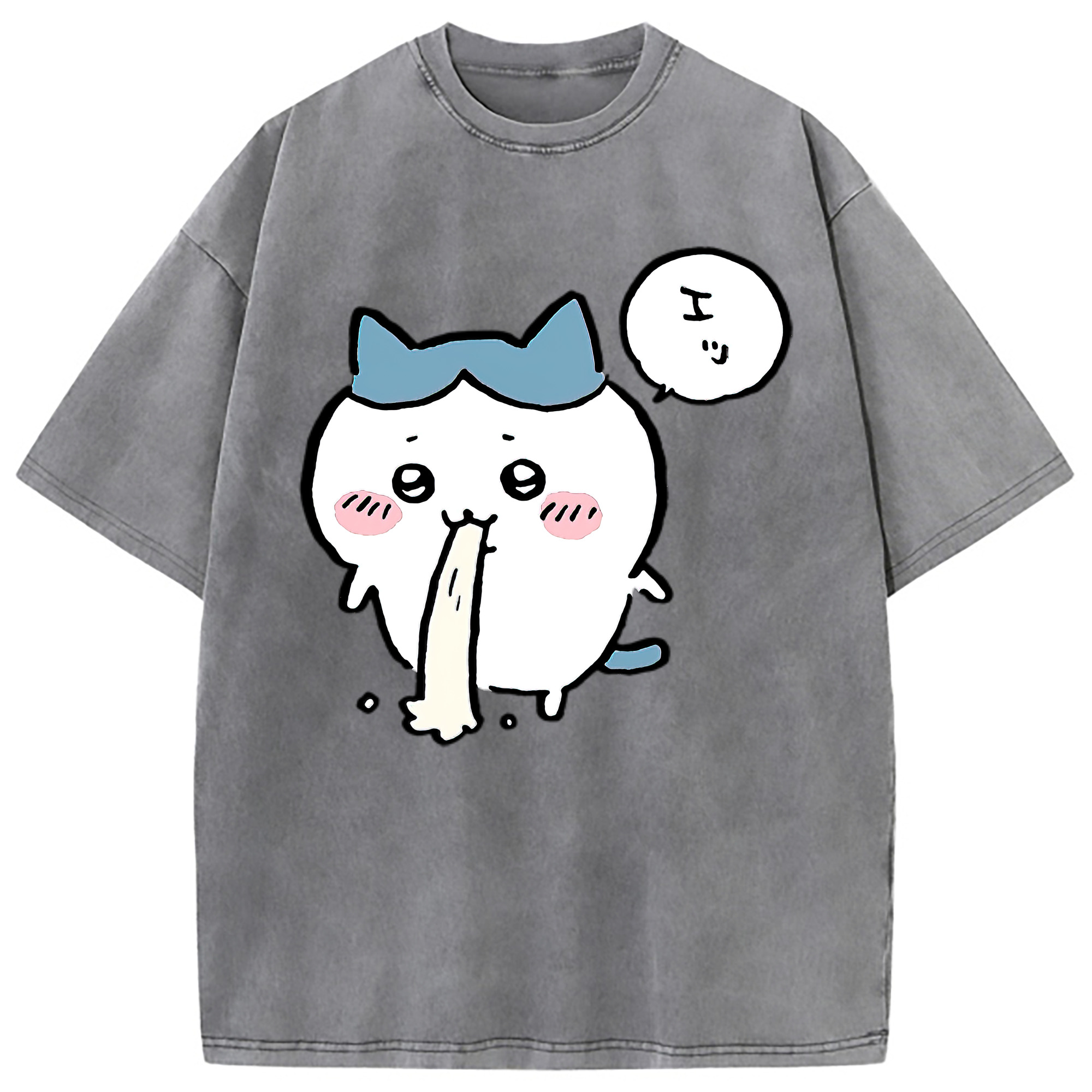 （画像用） ちいかわ ハチワレ Chii-kawa hachiware 綿100% ヴィンテージ風 半袖Tシャツ（フロントプリント）