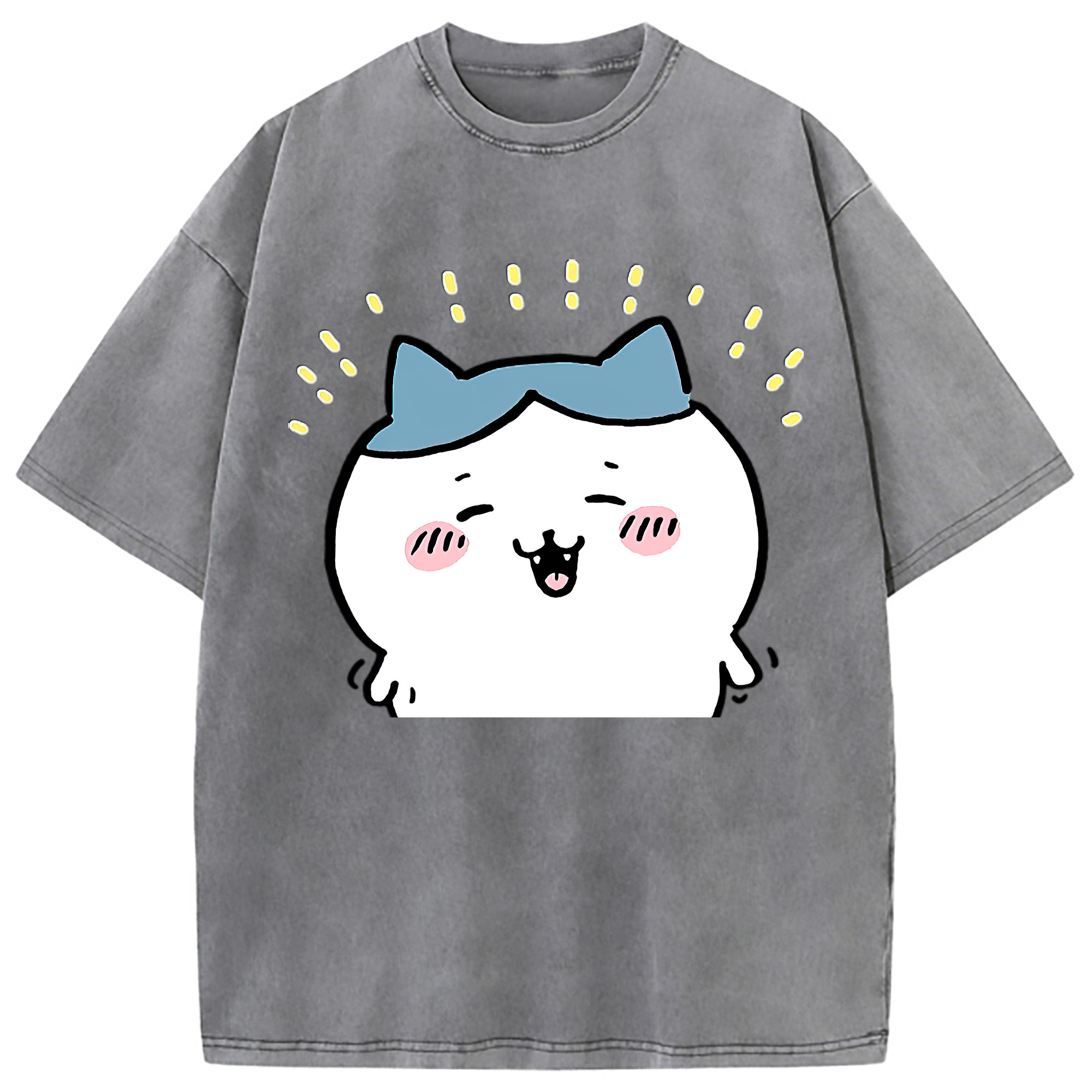 （画像用） ちいかわ ハチワレ Chii-kawa hachiware 綿100% ヴィンテージ風 半袖Tシャツ（フロントプリント）