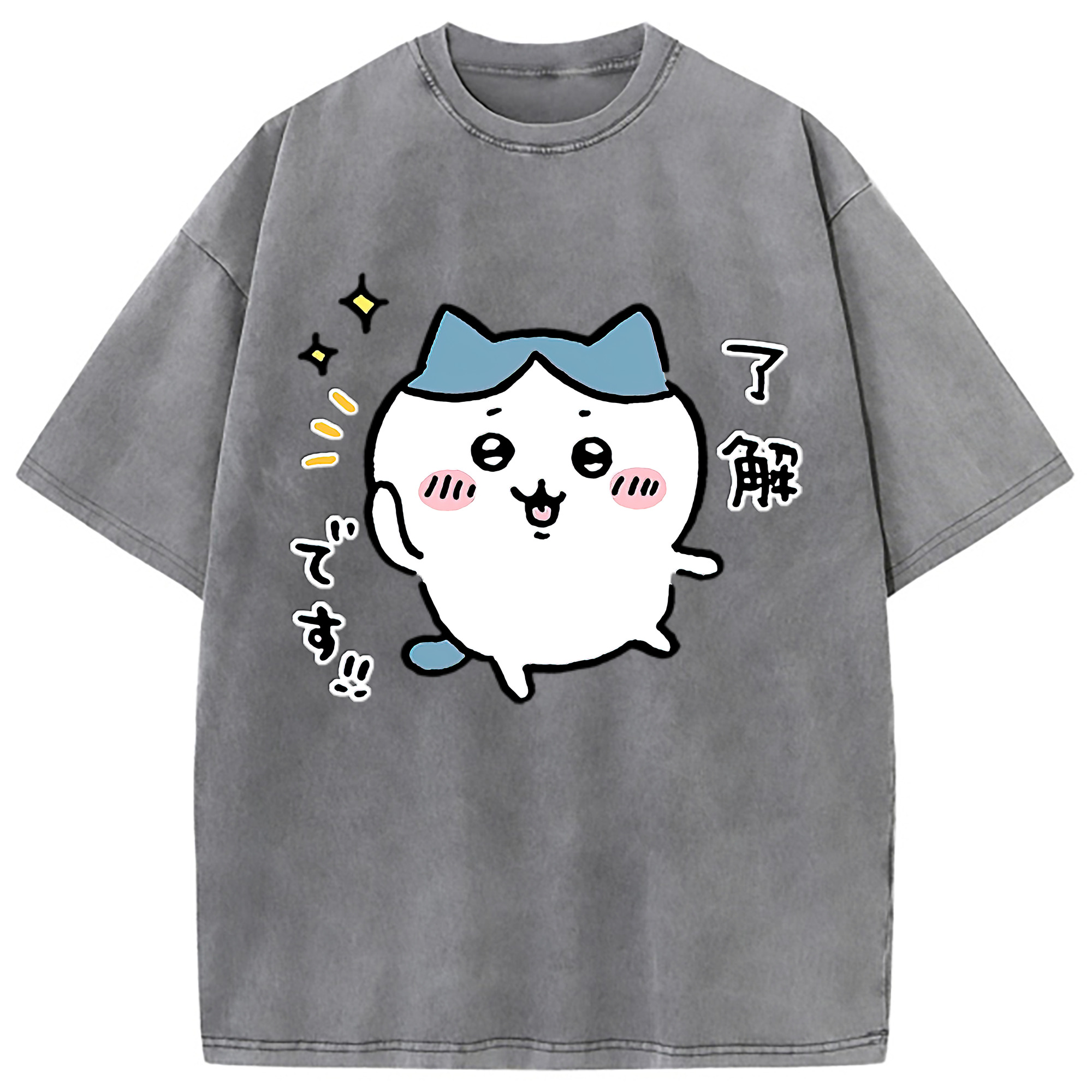 （画像用） ちいかわ ハチワレ Chii-kawa hachiware 綿100% ヴィンテージ風 半袖Tシャツ（フロントプリント）