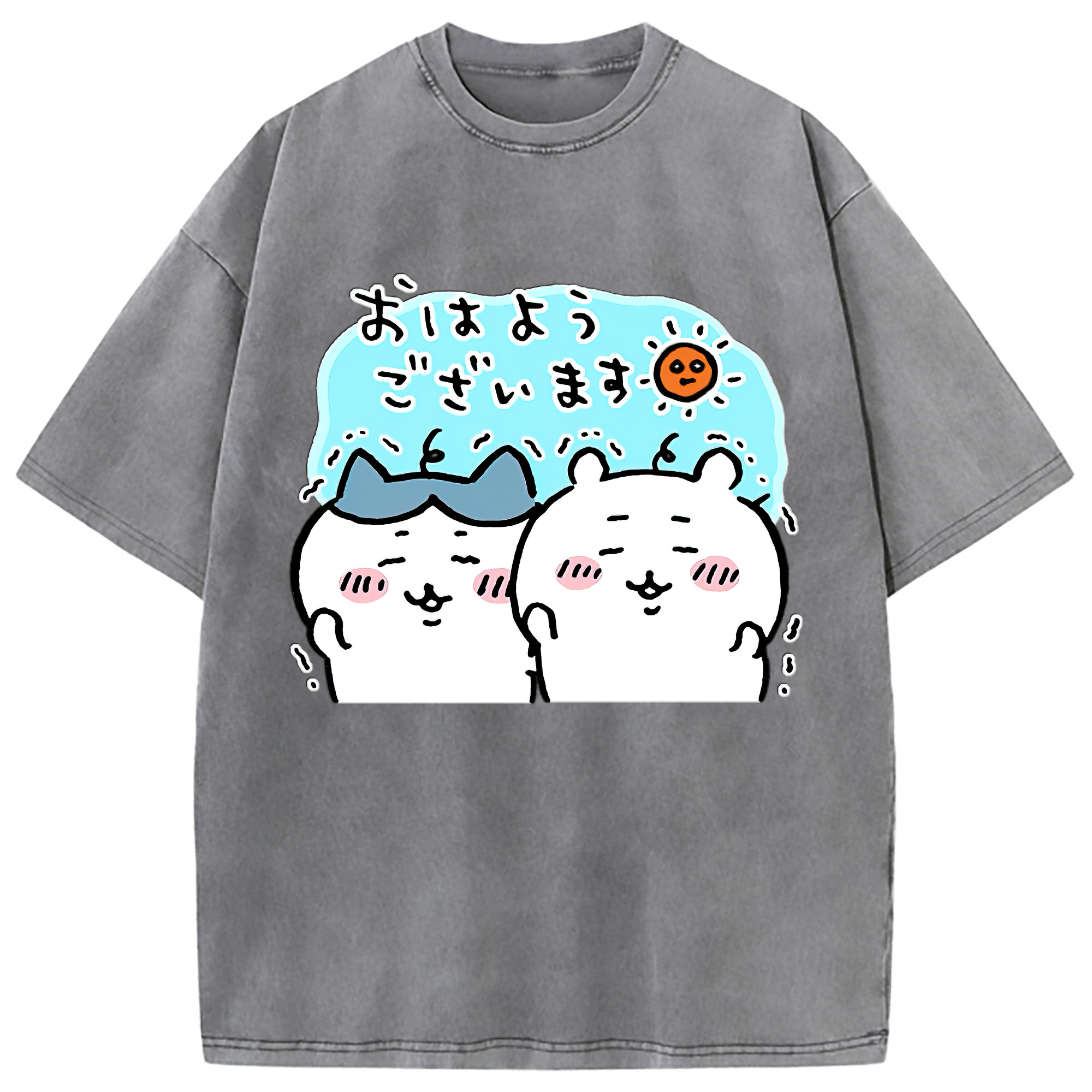 （画像用） ちいかわ ハチワレ Chii-kawa hachiware 綿100% ヴィンテージ風 半袖Tシャツ（フロントプリント）