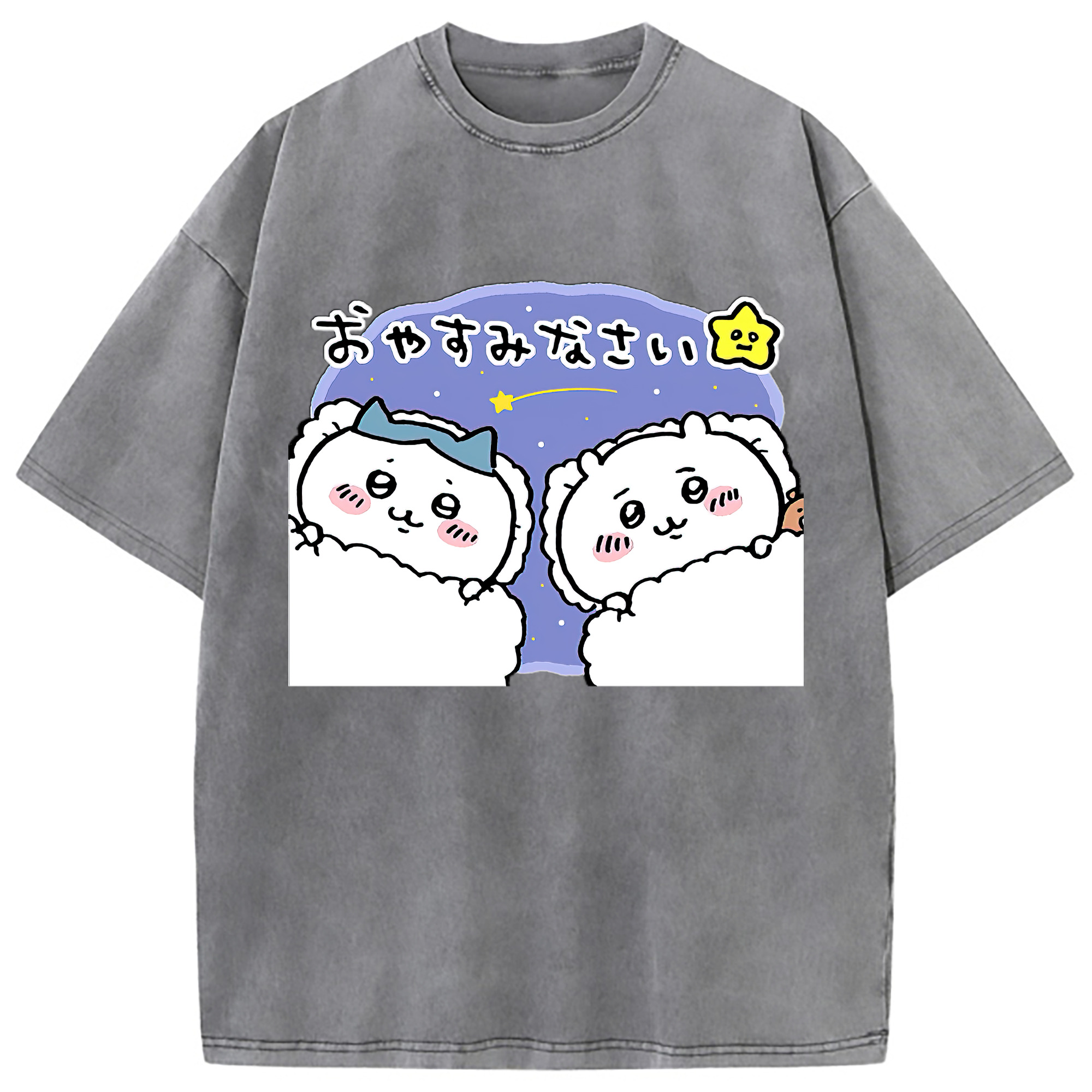 （画像用） ちいかわ ハチワレ Chii-kawa hachiware 綿100% ヴィンテージ風 半袖Tシャツ（フロントプリント）
