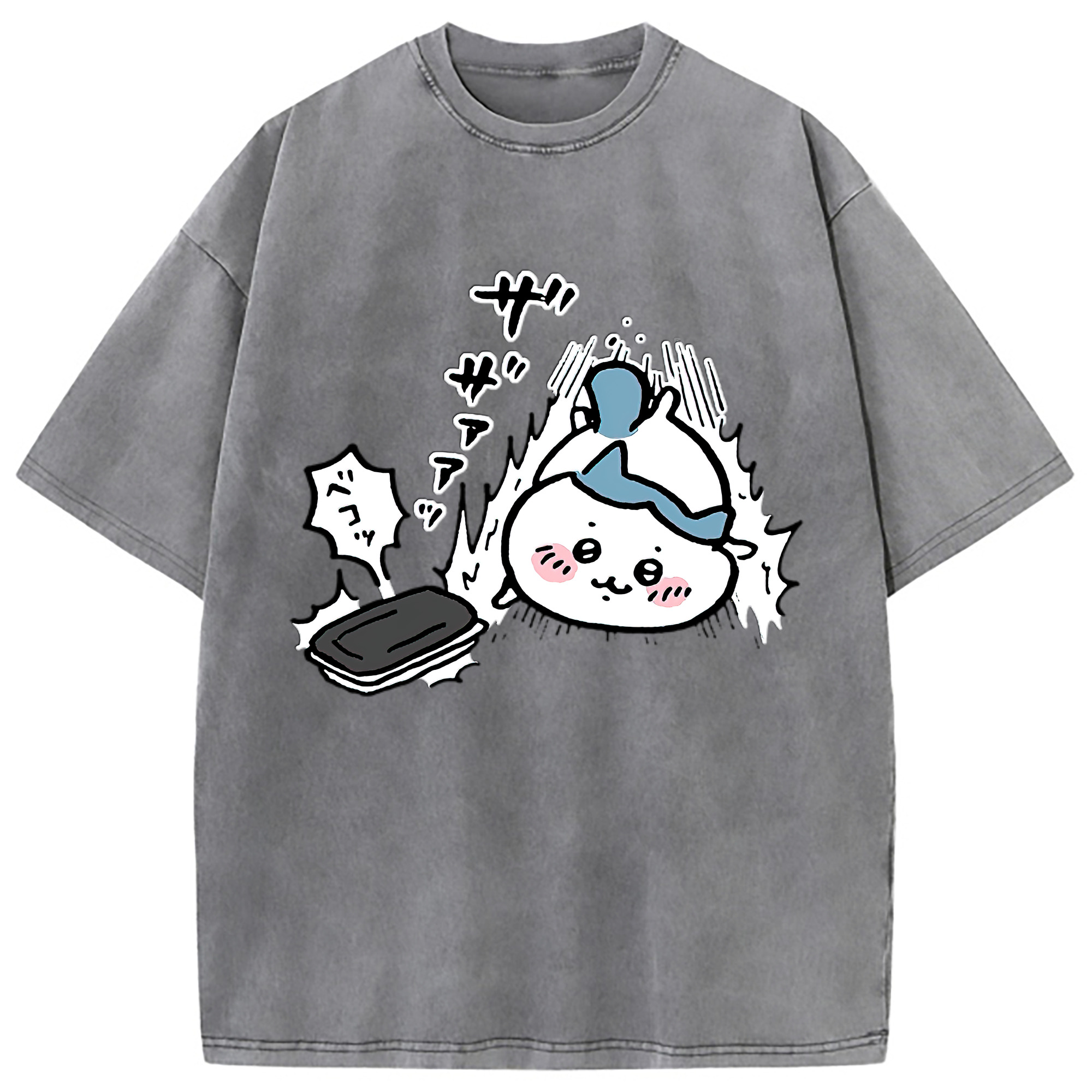（画像用） ちいかわ ハチワレ Chii-kawa hachiware 綿100% ヴィンテージ風 半袖Tシャツ（フロントプリント）