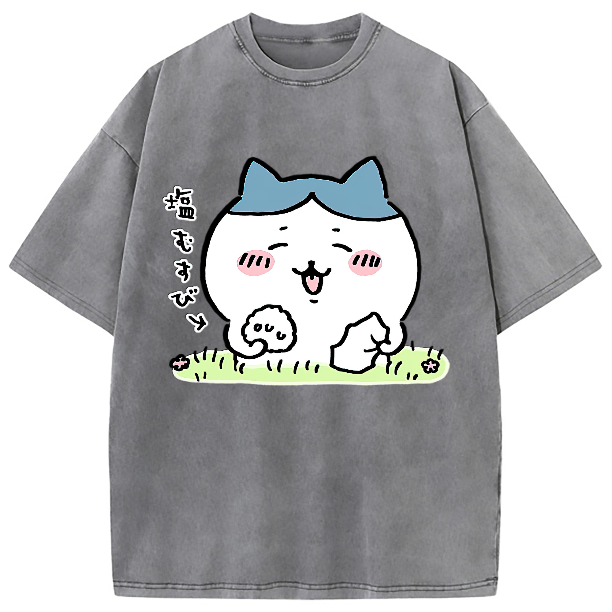 （画像用） ちいかわ ハチワレ Chii-kawa hachiware 綿100% ヴィンテージ風 半袖Tシャツ（フロントプリント）