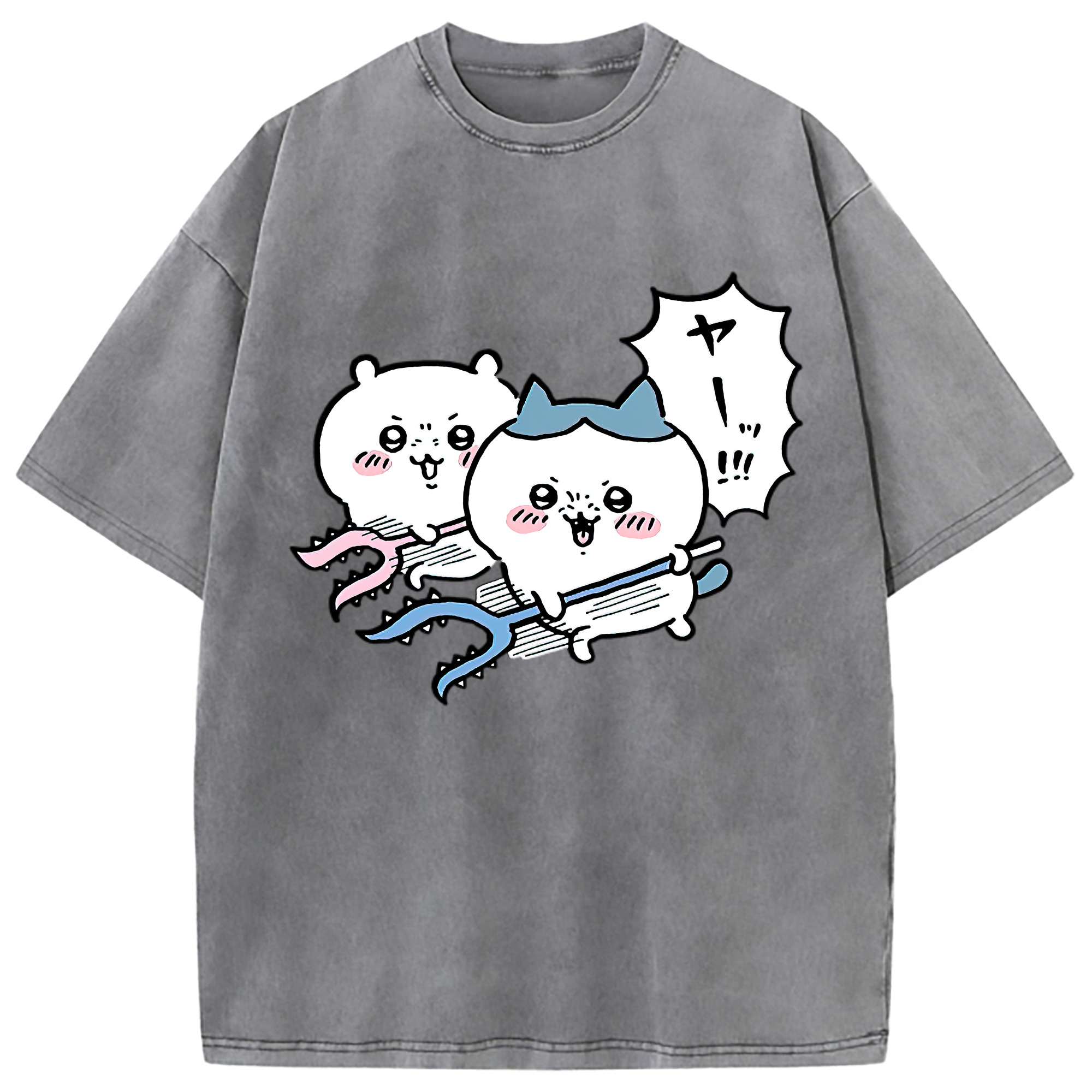 （画像用） ちいかわ ハチワレ Chii-kawa hachiware 綿100% ヴィンテージ風 半袖Tシャツ（フロントプリント）