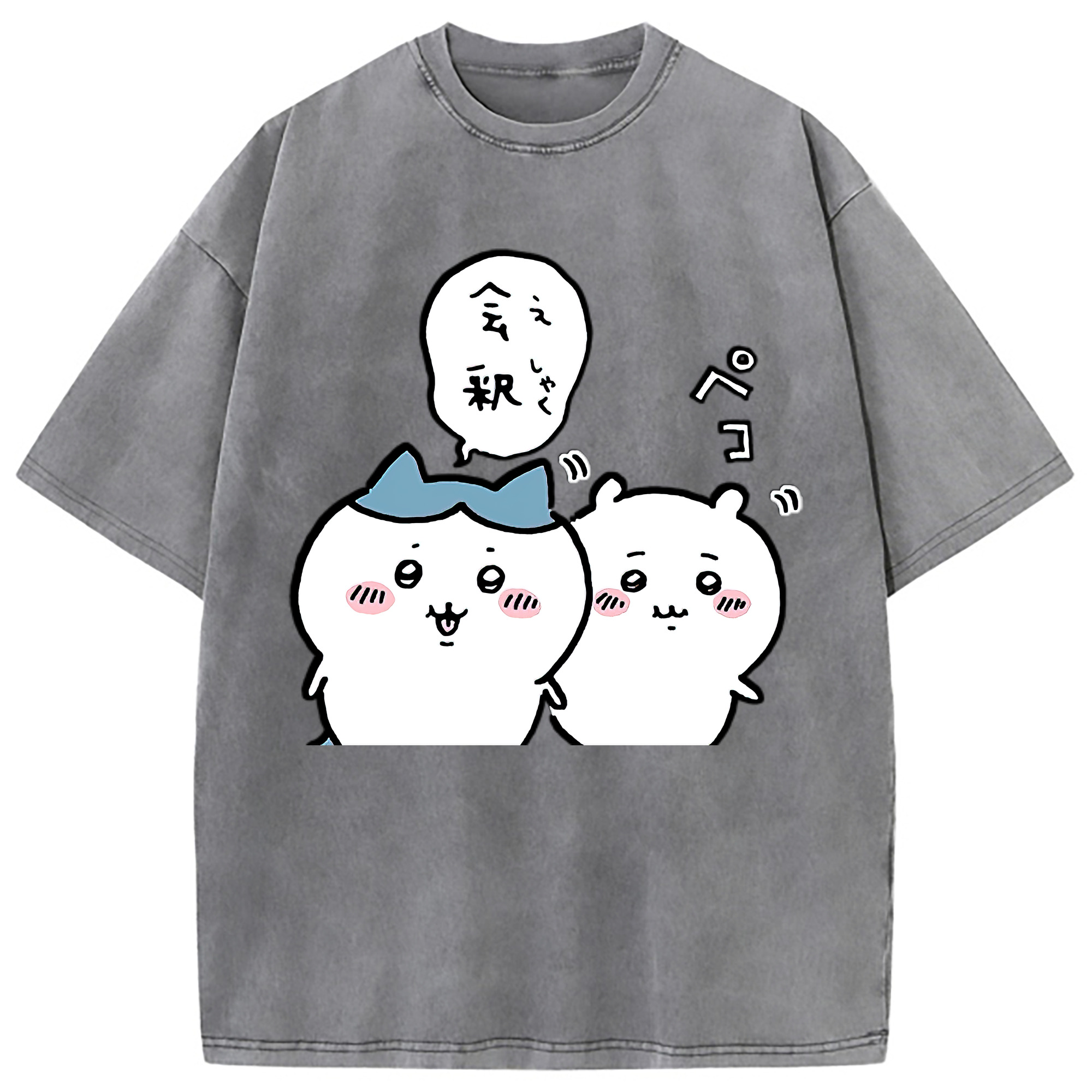 （画像用） ちいかわ ハチワレ Chii-kawa hachiware 綿100% ヴィンテージ風 半袖Tシャツ（フロントプリント）