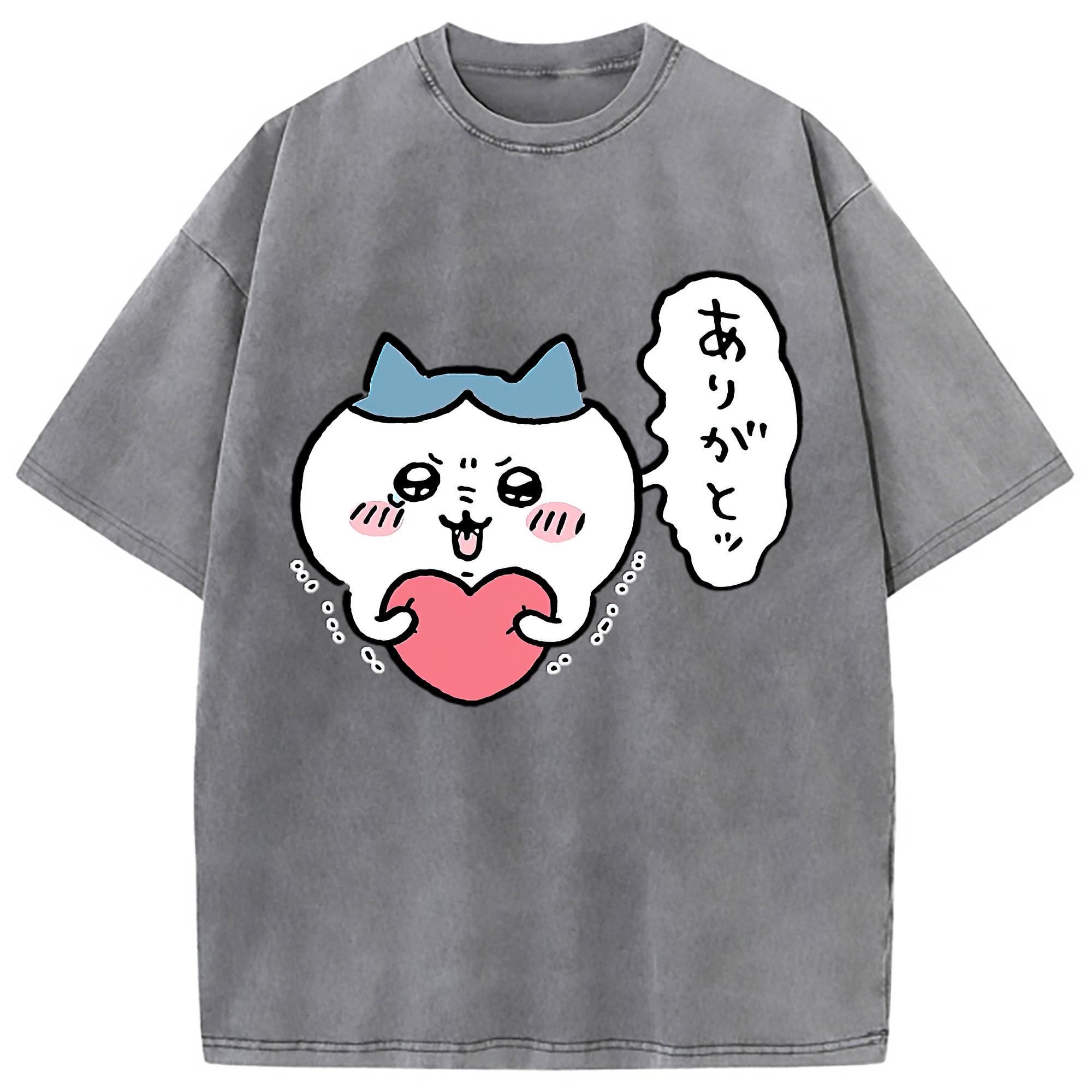 （画像用） ちいかわ ハチワレ Chii-kawa hachiware 綿100% ヴィンテージ風 半袖Tシャツ（フロントプリント）