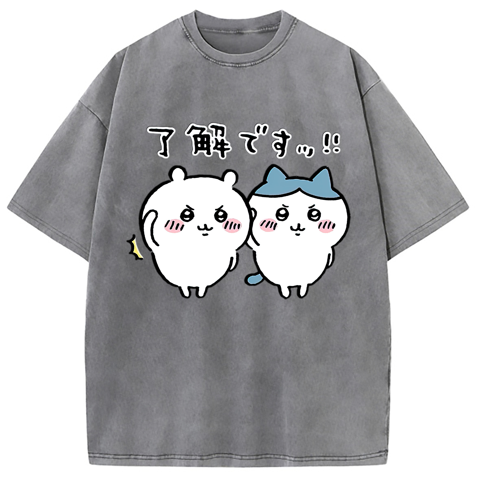 （画像用） ちいかわ ハチワレ Chii-kawa hachiware 綿100% ヴィンテージ風 半袖Tシャツ（フロントプリント）