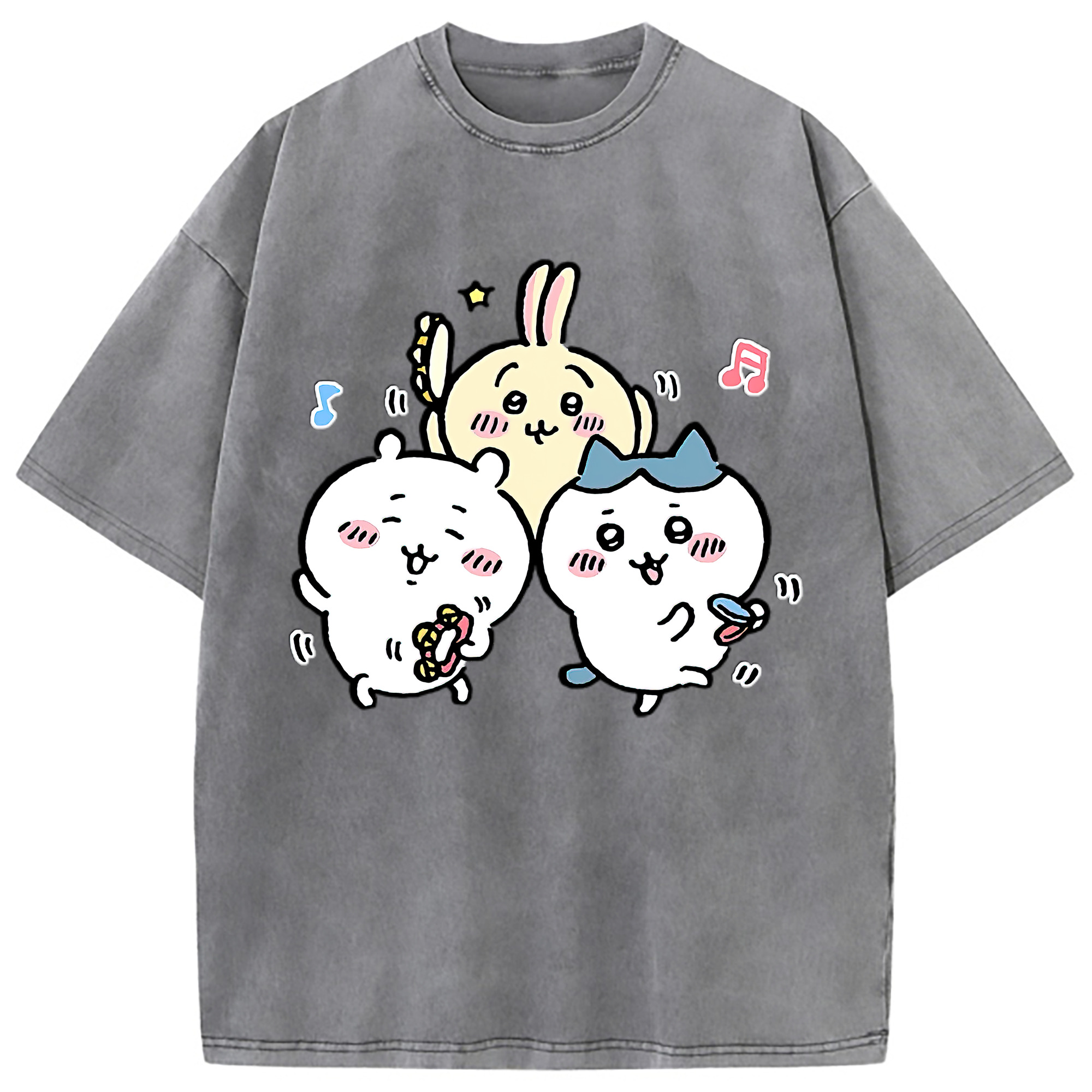 （画像用） ちいかわ ハチワレ Chii-kawa hachiware 綿100% ヴィンテージ風 半袖Tシャツ（フロントプリント）
