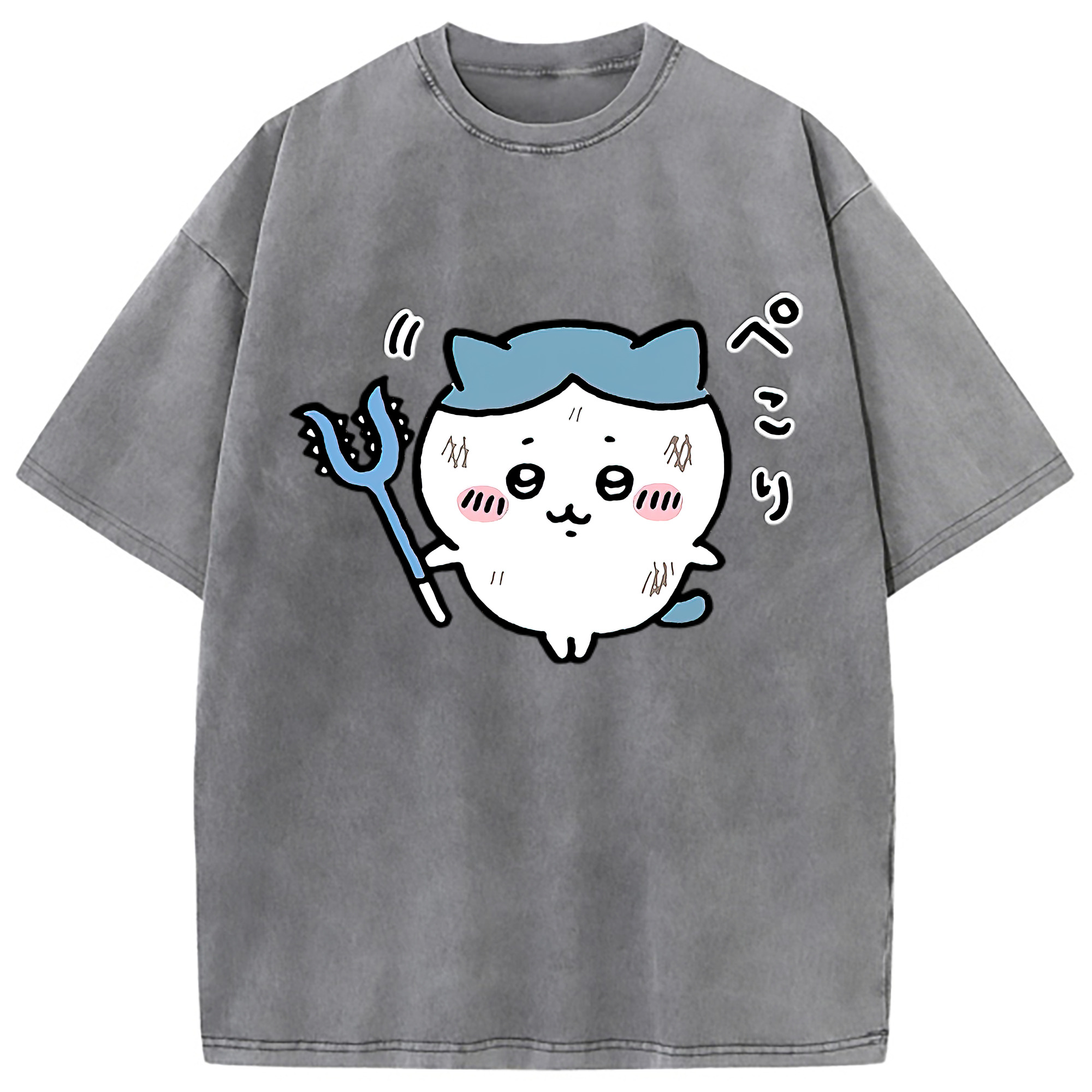（画像用） ちいかわ ハチワレ Chii-kawa hachiware 綿100% ヴィンテージ風 半袖Tシャツ（フロントプリント）