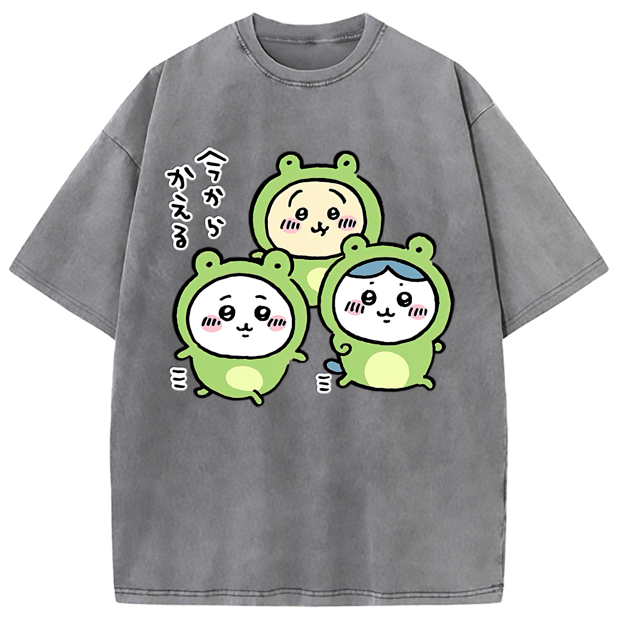 （画像用） ちいかわ ハチワレ Chii-kawa hachiware 綿100% ヴィンテージ風 半袖Tシャツ（フロントプリント）