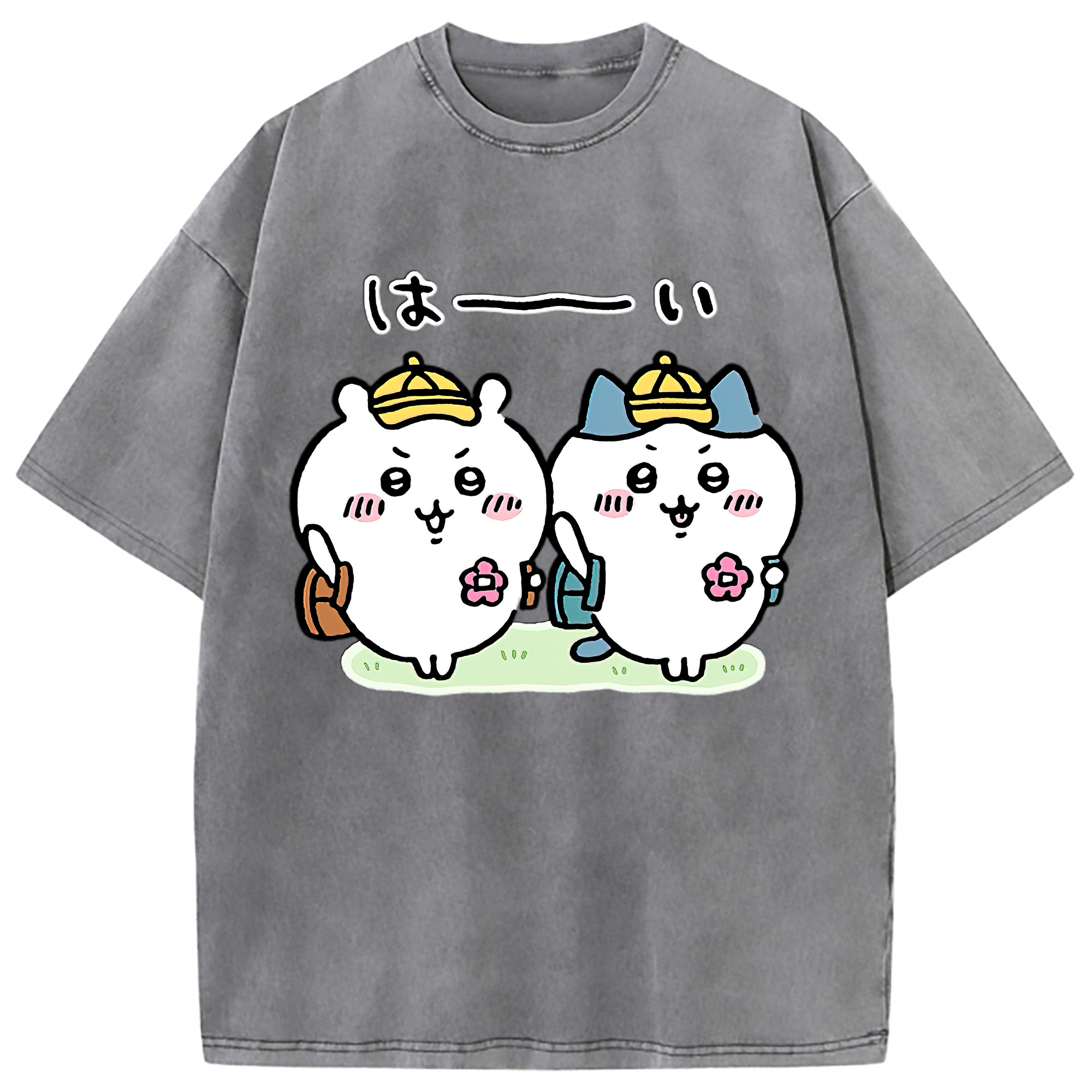 （画像用） ちいかわ ハチワレ Chii-kawa hachiware 綿100% ヴィンテージ風 半袖Tシャツ（フロントプリント）