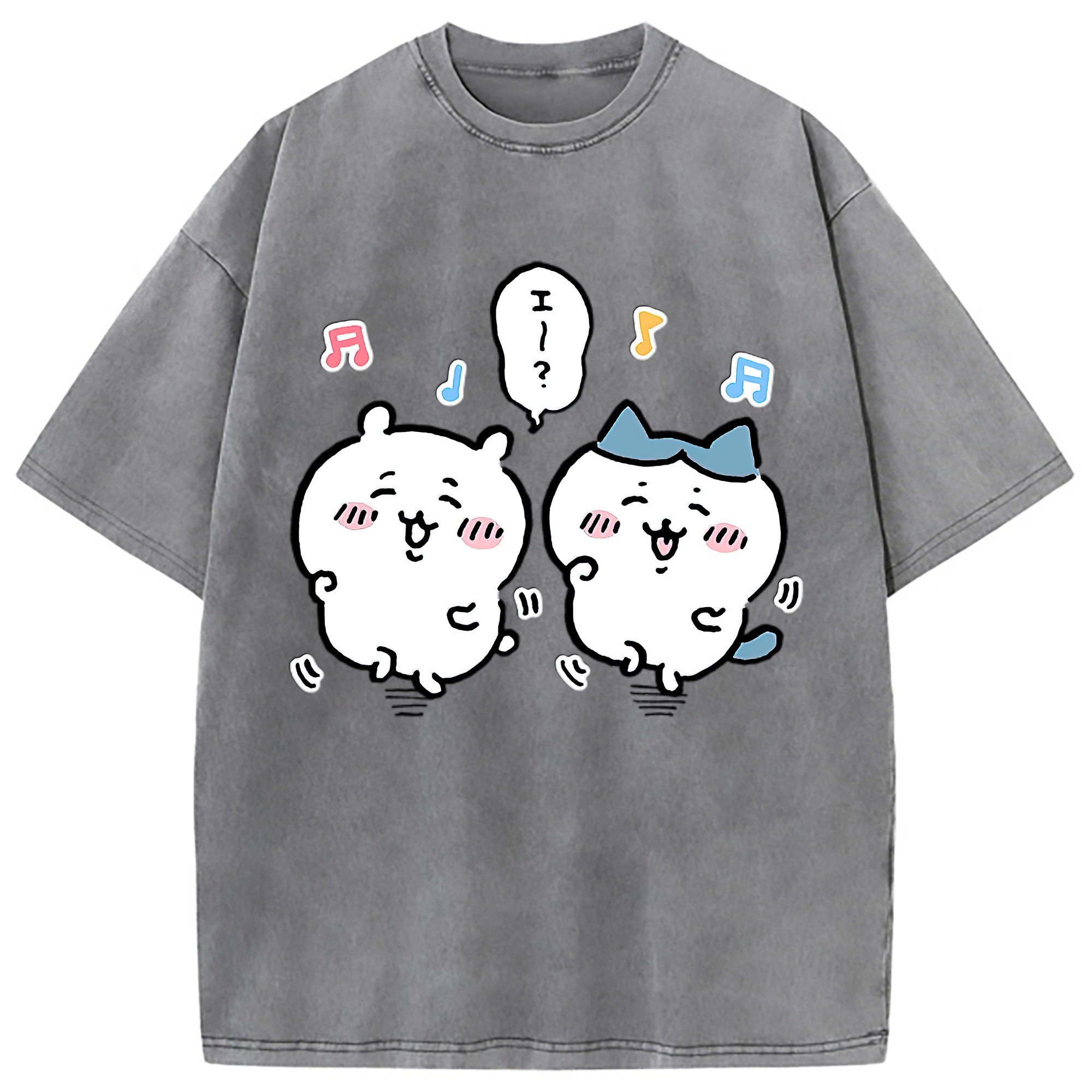 （画像用） ちいかわ ハチワレ Chii-kawa hachiware 綿100% ヴィンテージ風 半袖Tシャツ（フロントプリント）