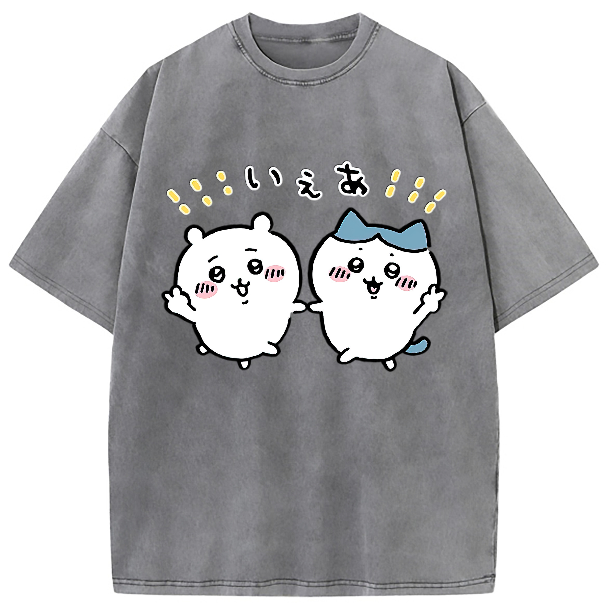 （画像用） ちいかわ ハチワレ Chii-kawa hachiware 綿100% ヴィンテージ風 半袖Tシャツ（フロントプリント）