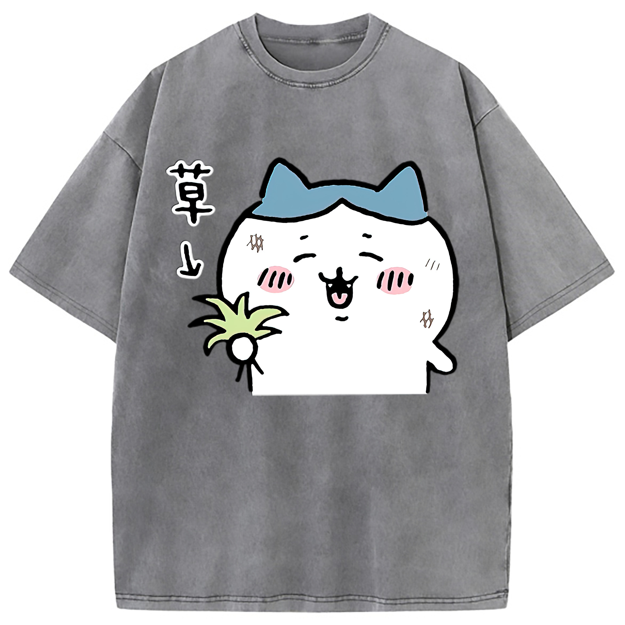 （画像用） ちいかわ ハチワレ Chii-kawa hachiware 綿100% ヴィンテージ風 半袖Tシャツ（フロントプリント）