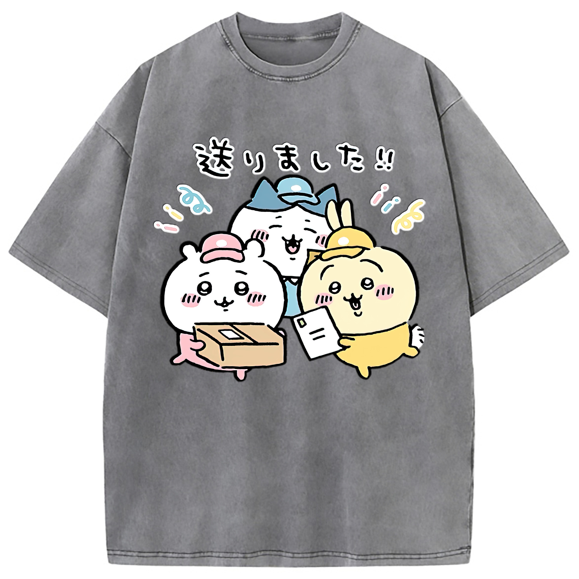 （画像用） ちいかわ ハチワレ Chii-kawa hachiware 綿100% ヴィンテージ風 半袖Tシャツ（フロントプリント）