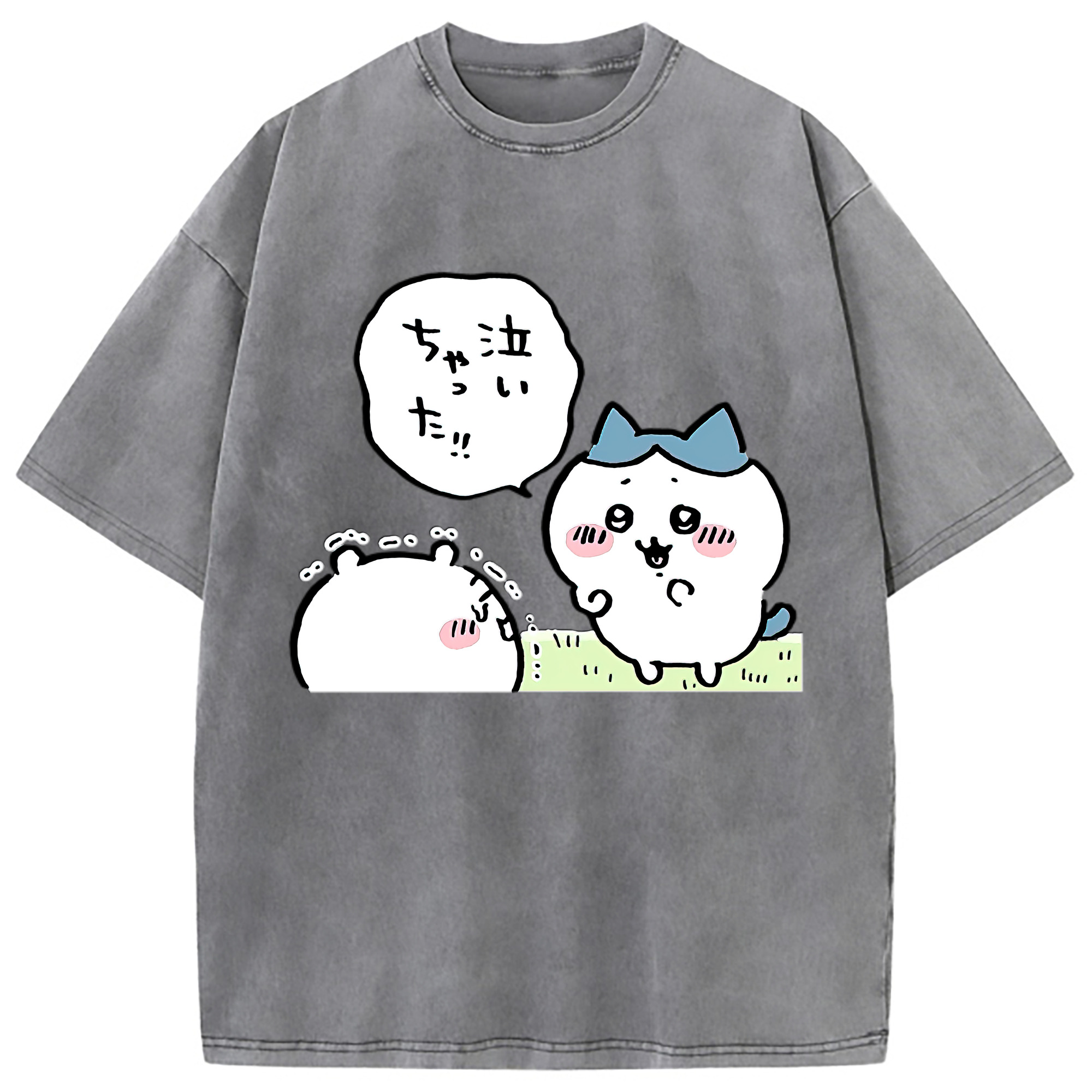 （画像用） ちいかわ ハチワレ Chii-kawa hachiware 綿100% ヴィンテージ風 半袖Tシャツ（フロントプリント）