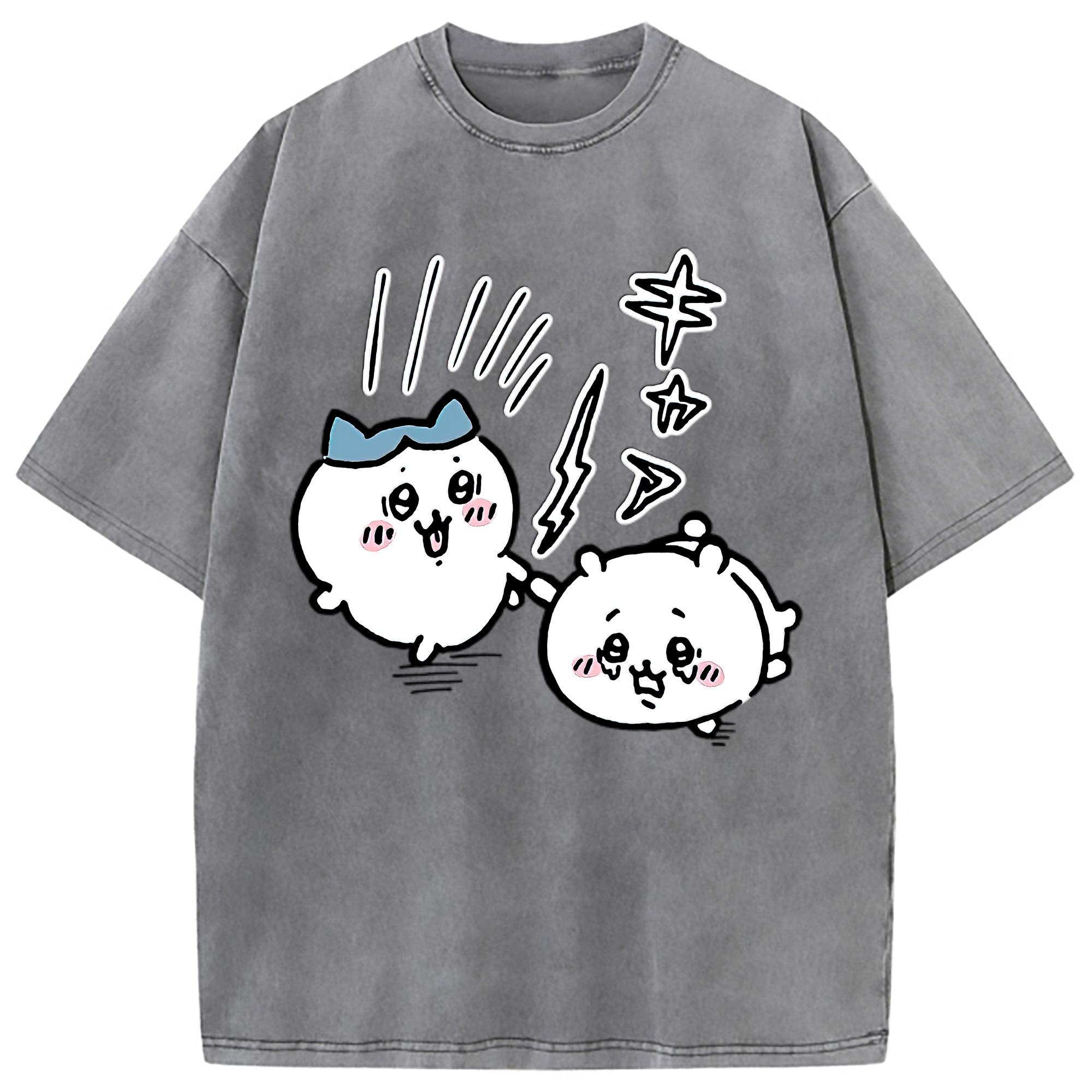（画像用） ちいかわ ハチワレ Chii-kawa hachiware 綿100% ヴィンテージ風 半袖Tシャツ（フロントプリント）