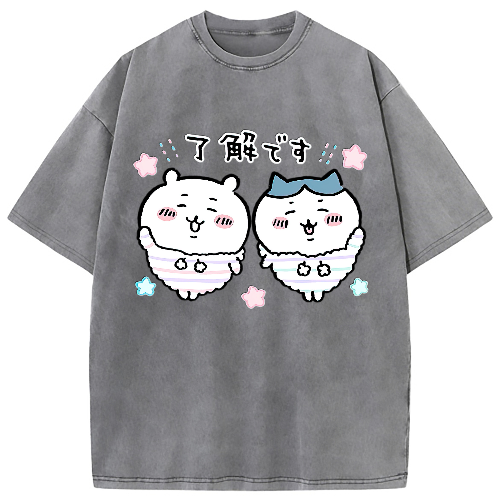 （画像用） ちいかわ ハチワレ Chii-kawa hachiware 綿100% ヴィンテージ風 半袖Tシャツ（フロントプリント）
