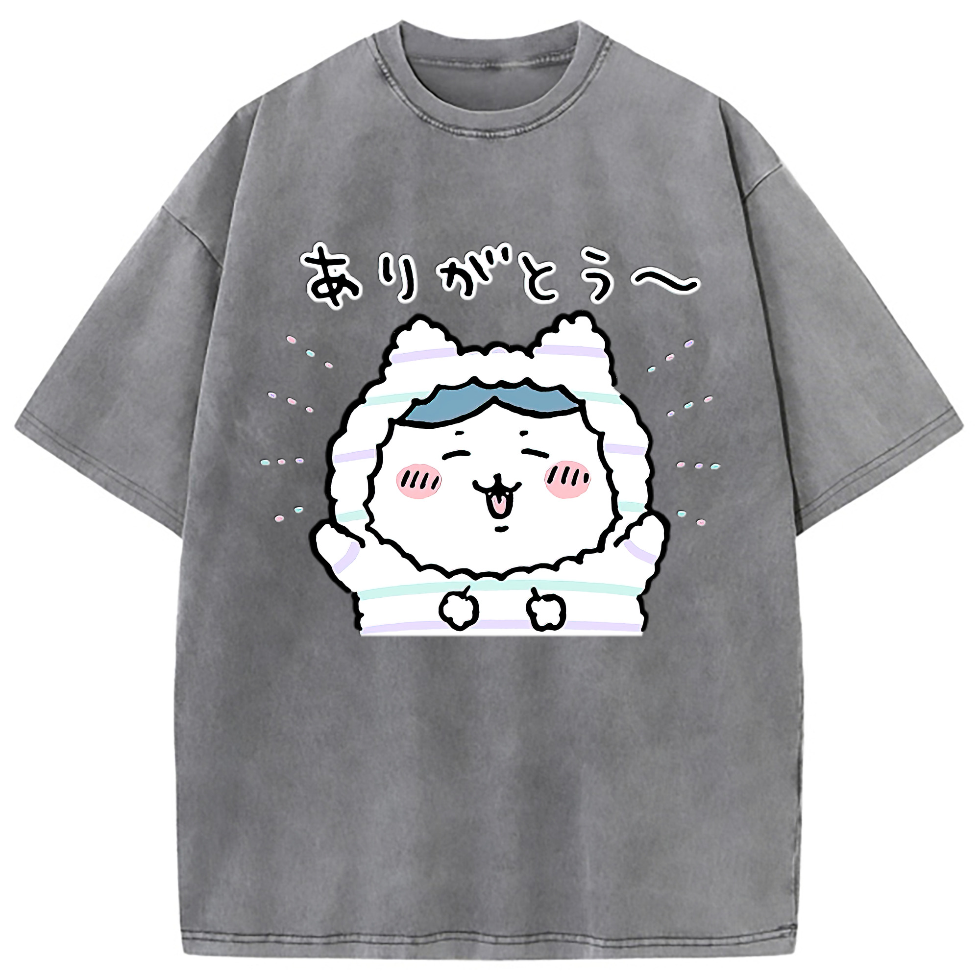 （画像用） ちいかわ ハチワレ Chii-kawa hachiware 綿100% ヴィンテージ風 半袖Tシャツ（フロントプリント）