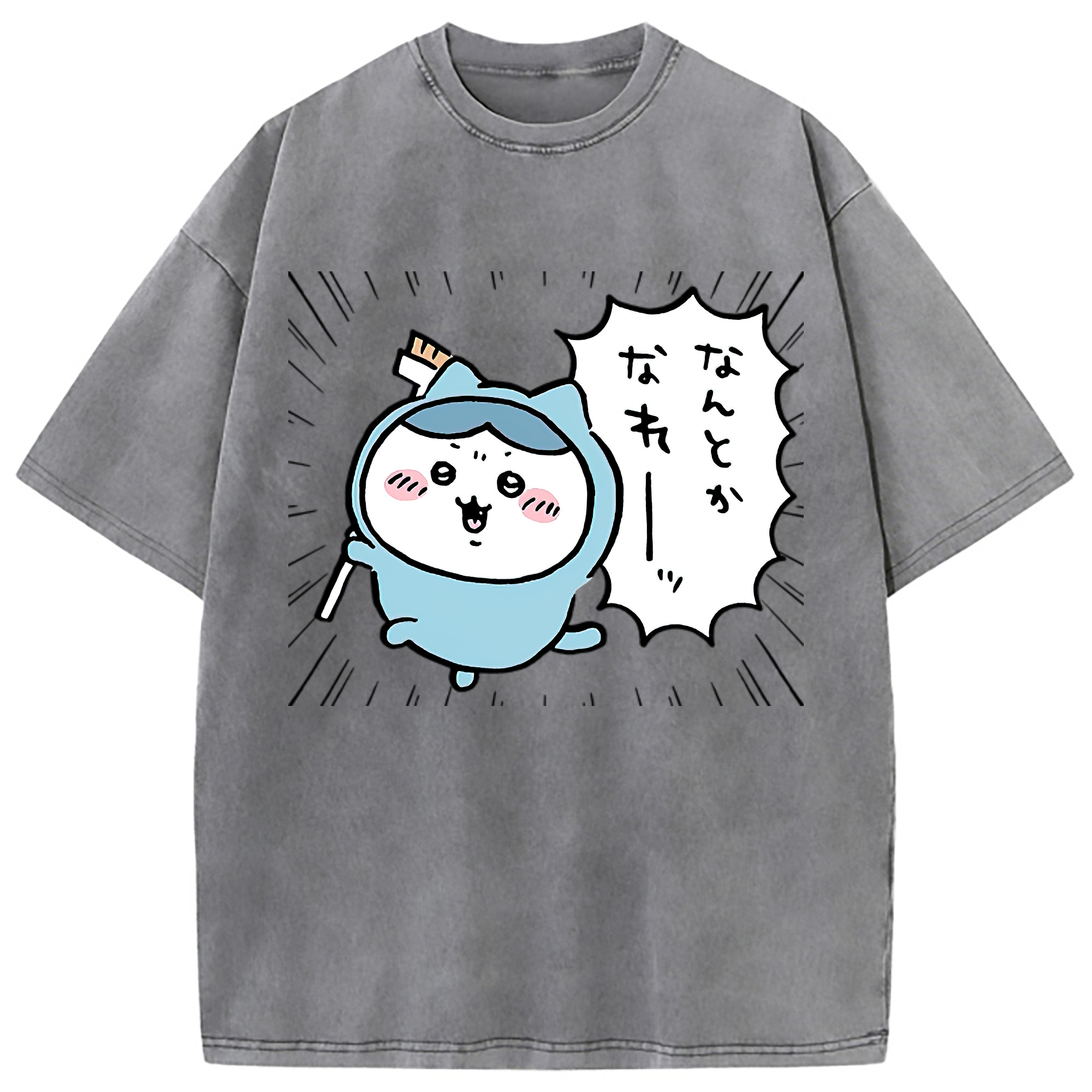 （画像用） ちいかわ ハチワレ Chii-kawa hachiware 綿100% ヴィンテージ風 半袖Tシャツ（フロントプリント）