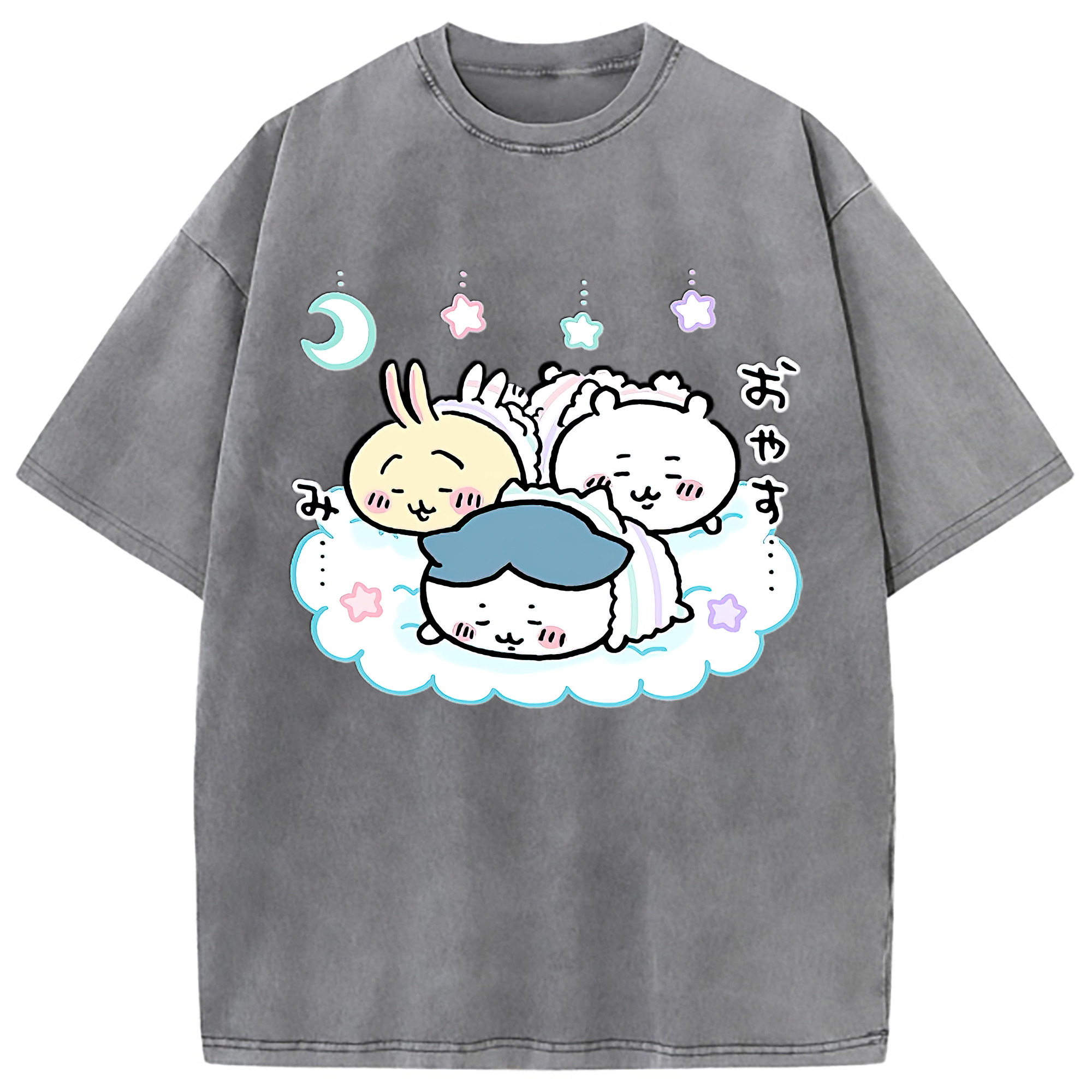 （画像用） ちいかわ ハチワレ Chii-kawa hachiware 綿100% ヴィンテージ風 半袖Tシャツ（フロントプリント）