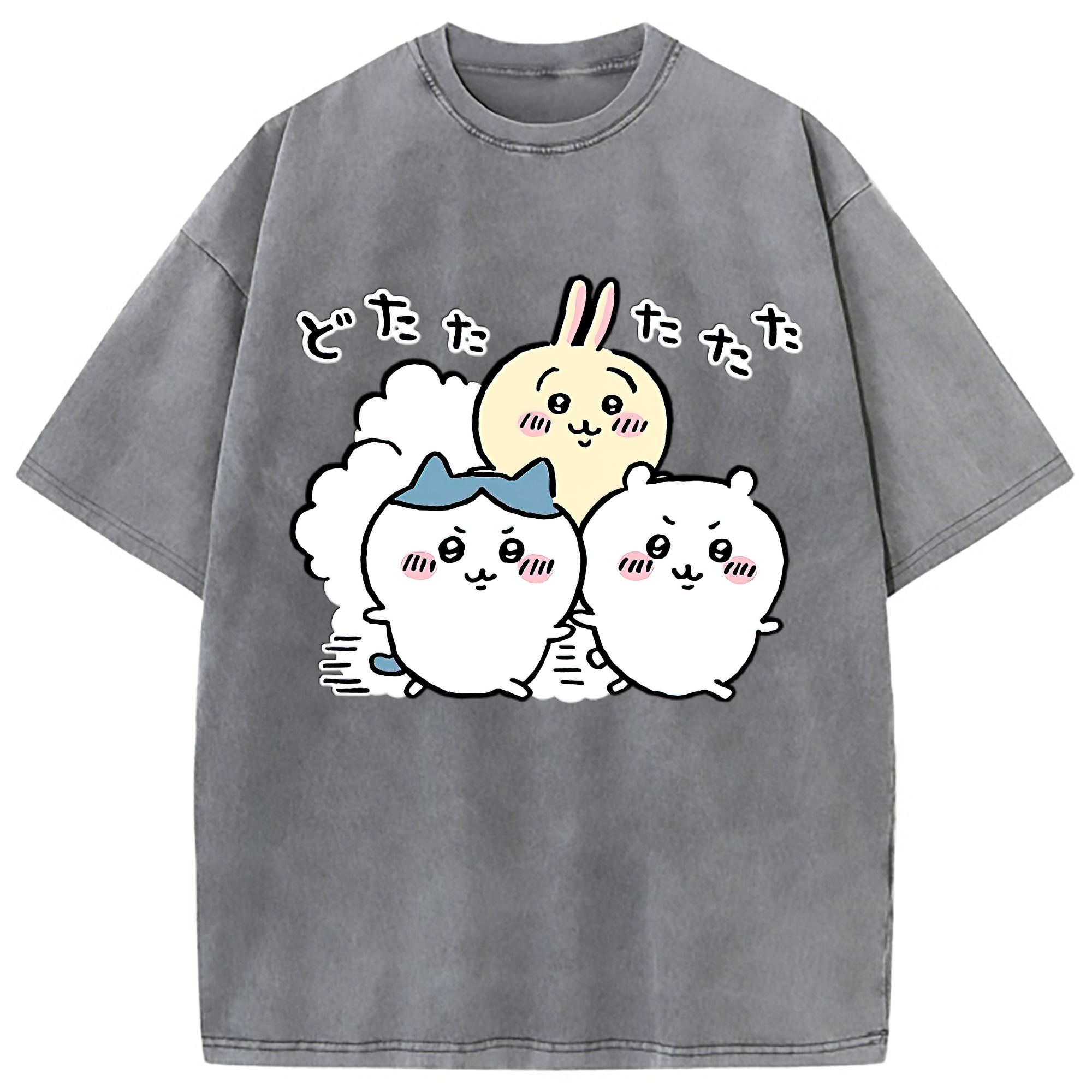 （画像用） ちいかわ ハチワレ Chii-kawa hachiware 綿100% ヴィンテージ風 半袖Tシャツ（フロントプリント）