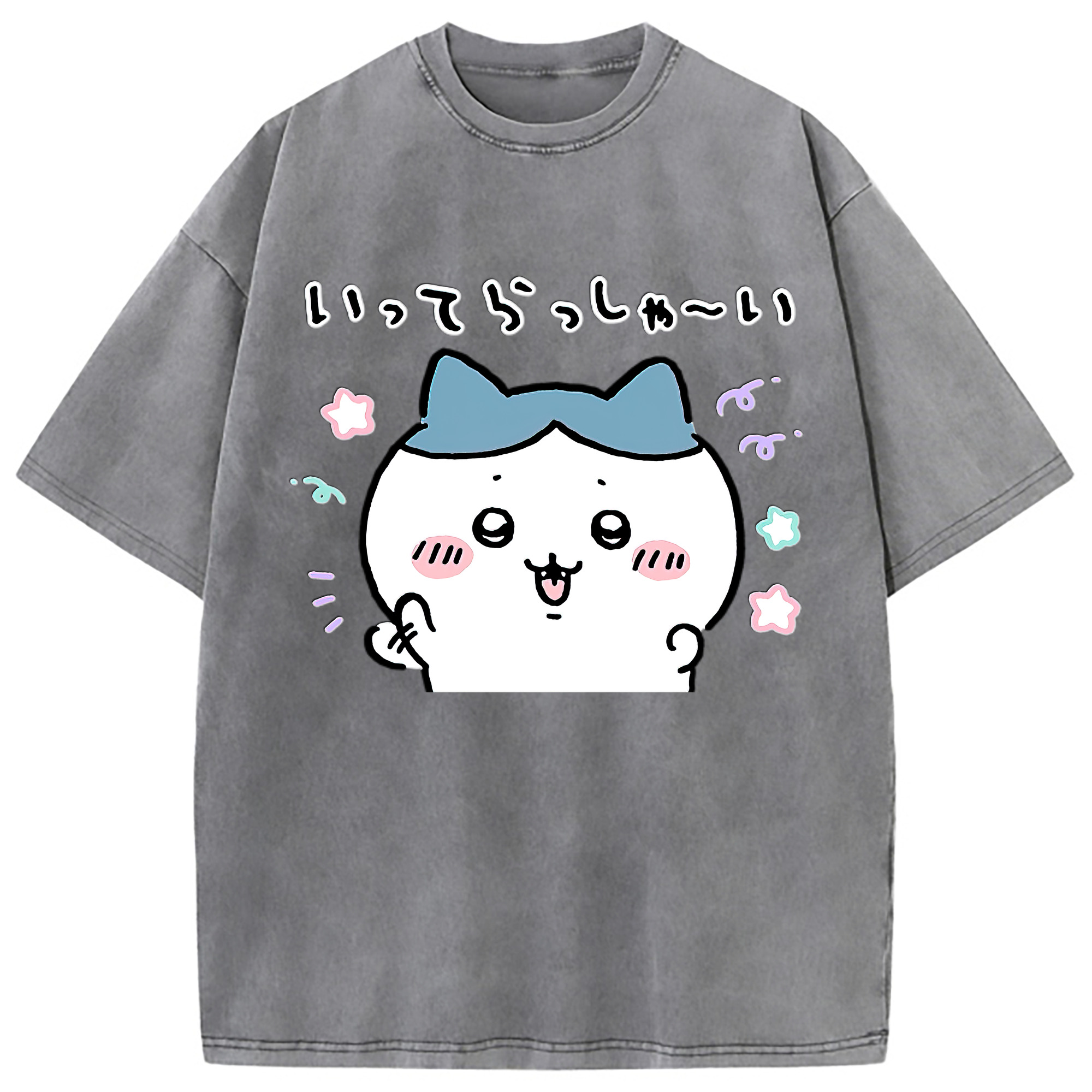 （画像用） ちいかわ ハチワレ Chii-kawa hachiware 綿100% ヴィンテージ風 半袖Tシャツ（フロントプリント）