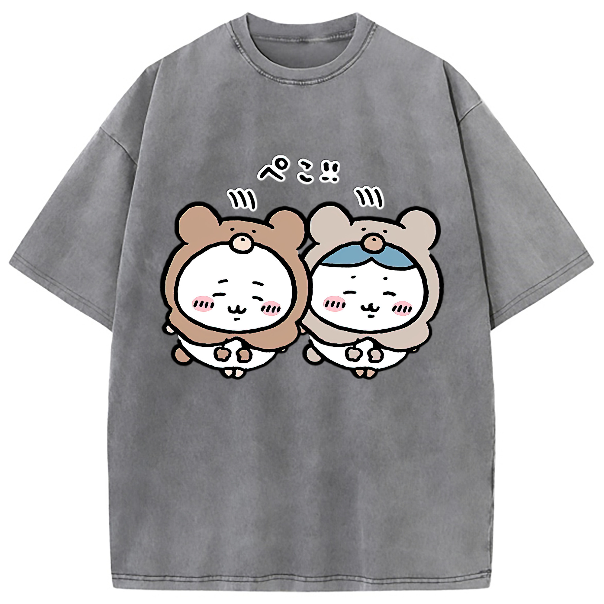 （画像用） ちいかわ ハチワレ Chii-kawa hachiware 綿100% ヴィンテージ風 半袖Tシャツ（フロントプリント）
