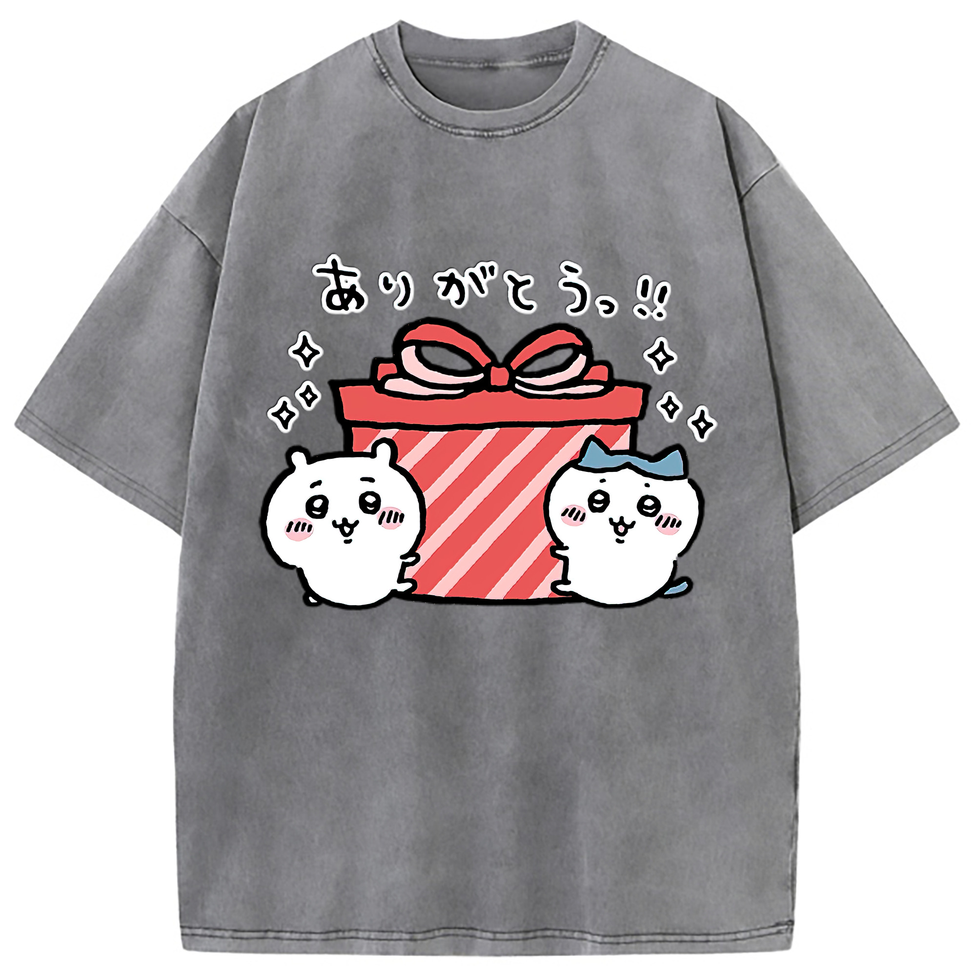 （画像用） ちいかわ ハチワレ Chii-kawa hachiware 綿100% ヴィンテージ風 半袖Tシャツ（フロントプリント）