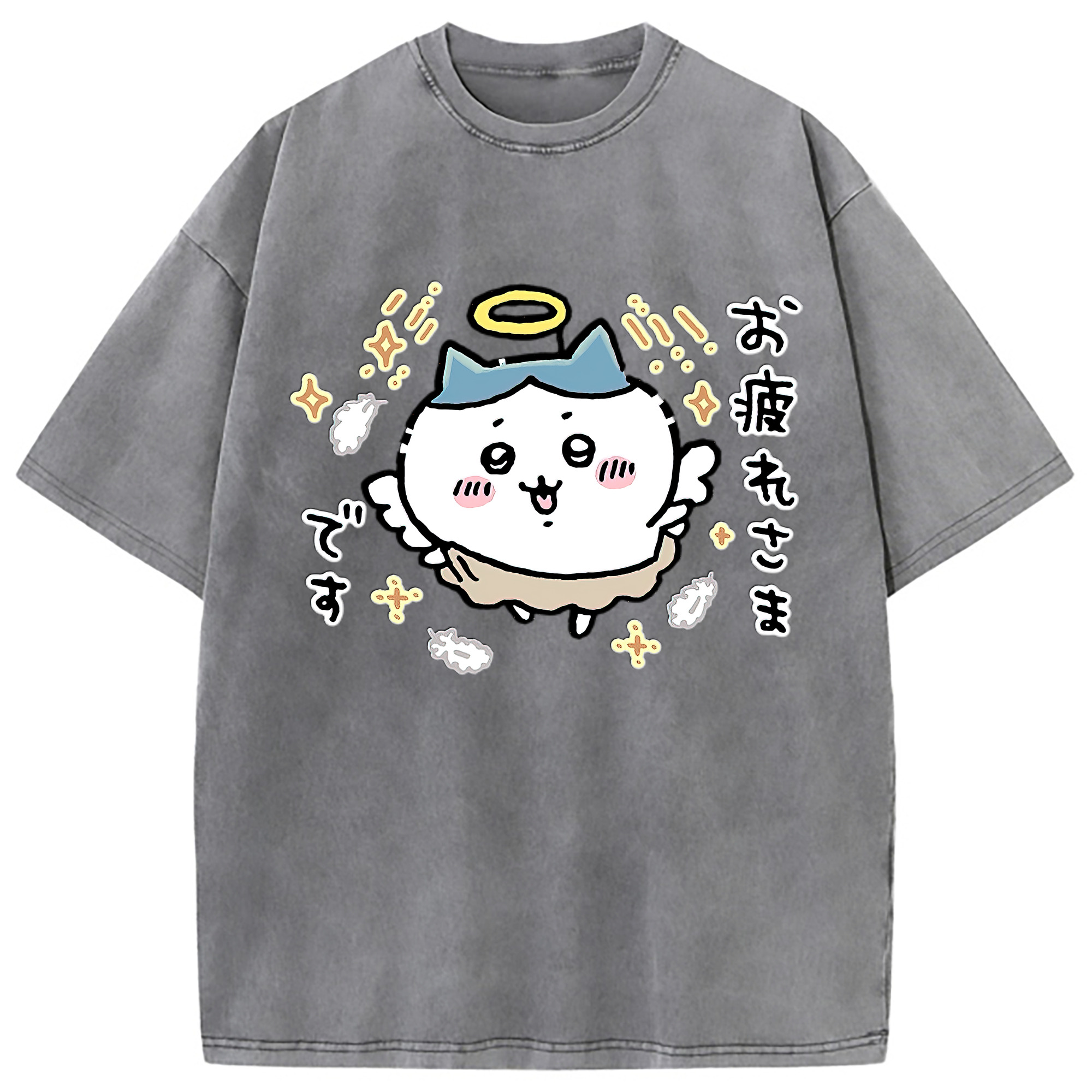 （画像用） ちいかわ ハチワレ Chii-kawa hachiware 綿100% ヴィンテージ風 半袖Tシャツ（フロントプリント）