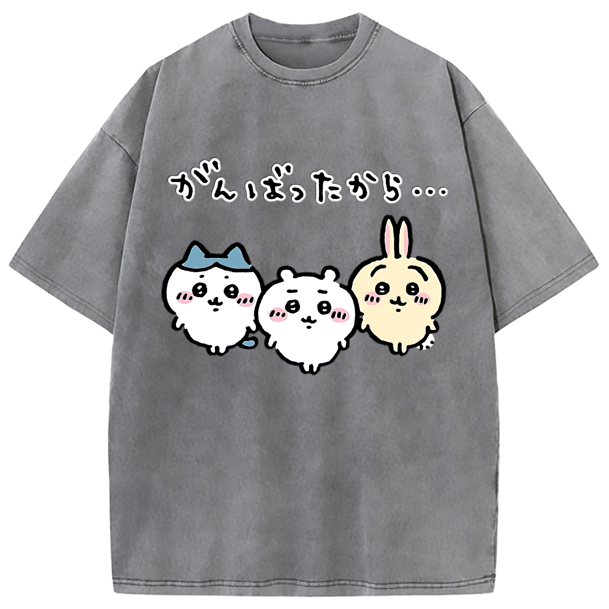 （画像用） ちいかわ ハチワレ Chii-kawa hachiware 綿100% ヴィンテージ風 半袖Tシャツ（フロントプリント）