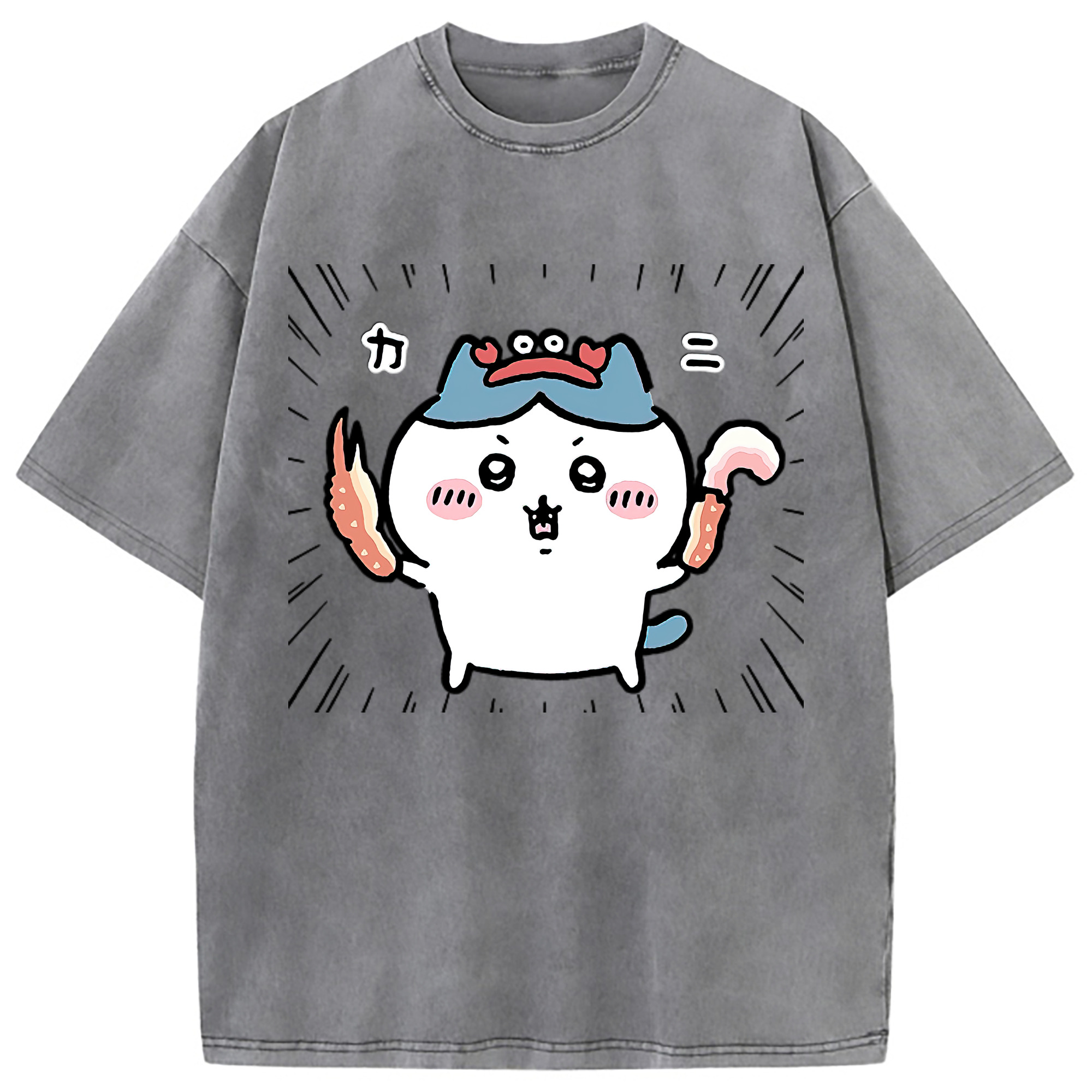 （画像用） ちいかわ ハチワレ Chii-kawa hachiware 綿100% ヴィンテージ風 半袖Tシャツ（フロントプリント）