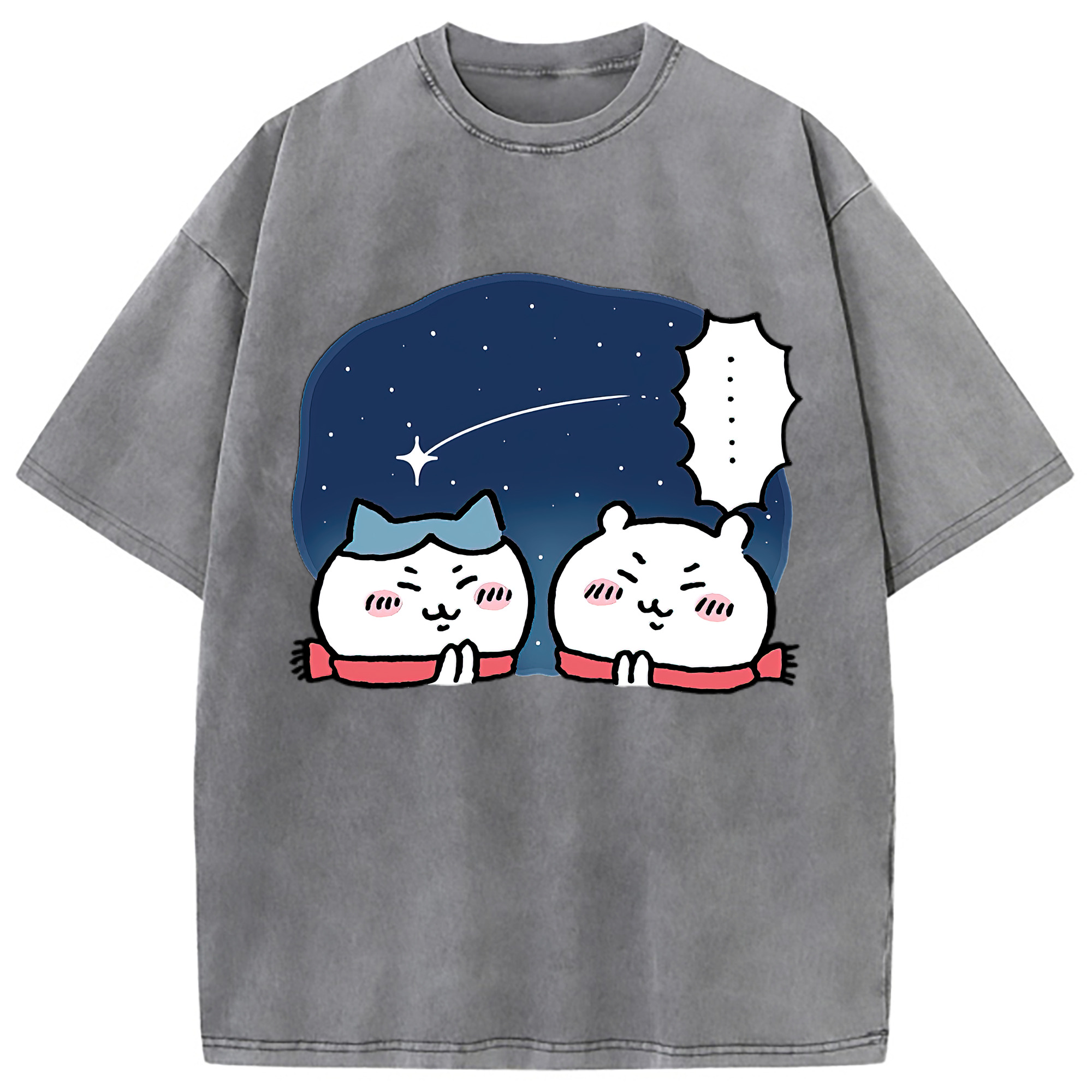 （画像用） ちいかわ ハチワレ Chii-kawa hachiware 綿100% ヴィンテージ風 半袖Tシャツ（フロントプリント）