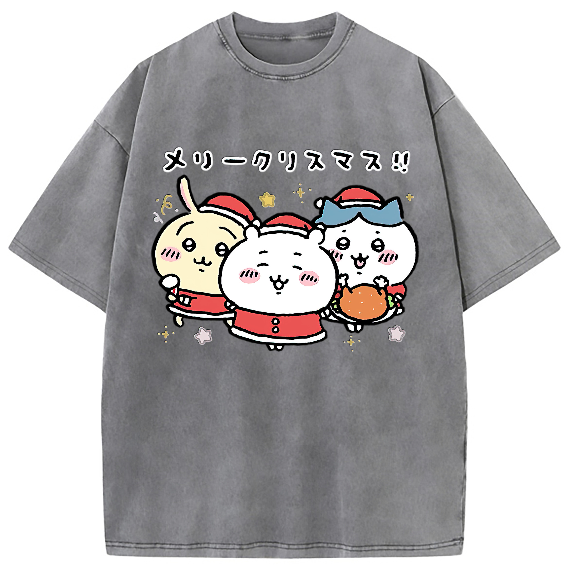 （画像用） ちいかわ ハチワレ Chii-kawa hachiware 綿100% ヴィンテージ風 半袖Tシャツ（フロントプリント）