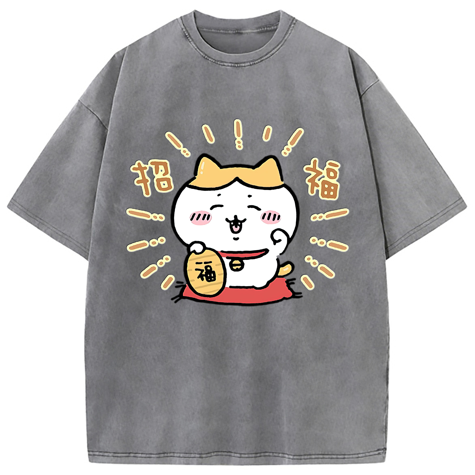 （画像用） ちいかわ ハチワレ Chii-kawa hachiware 綿100% ヴィンテージ風 半袖Tシャツ（フロントプリント）