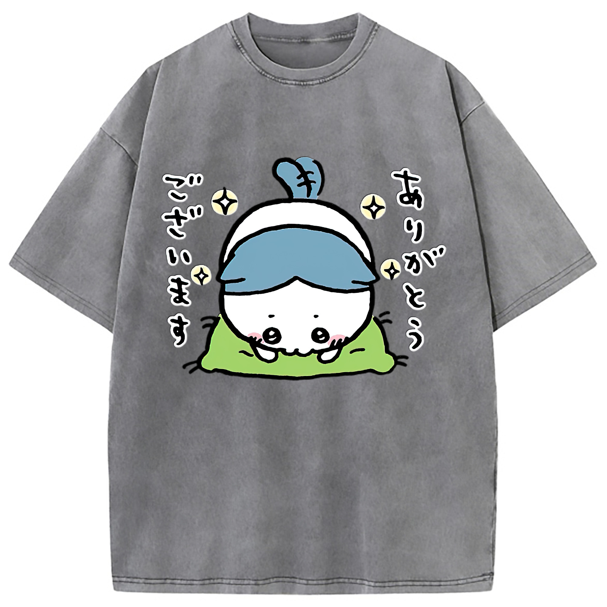 （画像用） ちいかわ ハチワレ Chii-kawa hachiware 綿100% ヴィンテージ風 半袖Tシャツ（フロントプリント）