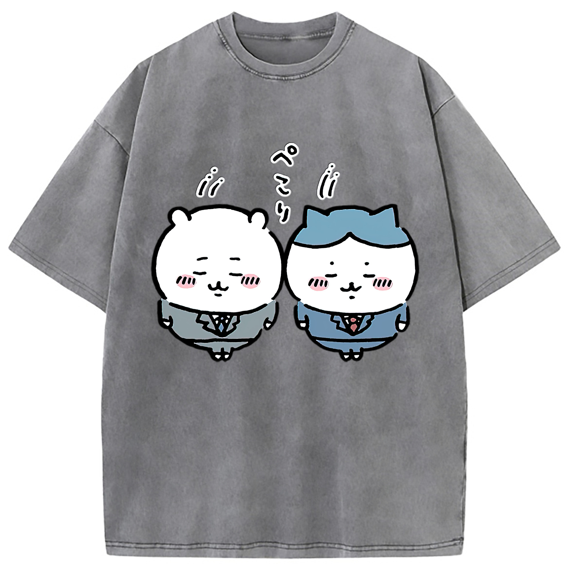 （画像用） ちいかわ ハチワレ Chii-kawa hachiware 綿100% ヴィンテージ風 半袖Tシャツ（フロントプリント）
