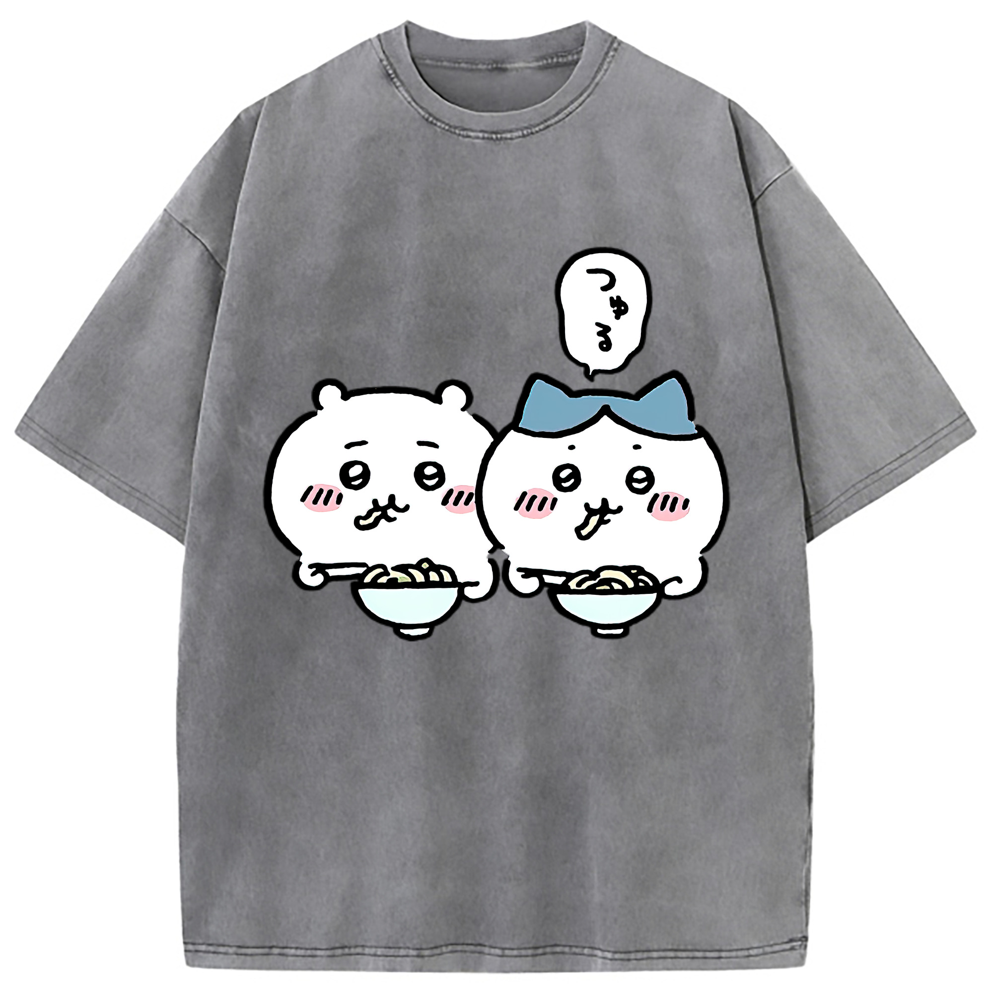 （画像用） ちいかわ ハチワレ Chii-kawa hachiware 綿100% ヴィンテージ風 半袖Tシャツ（フロントプリント）