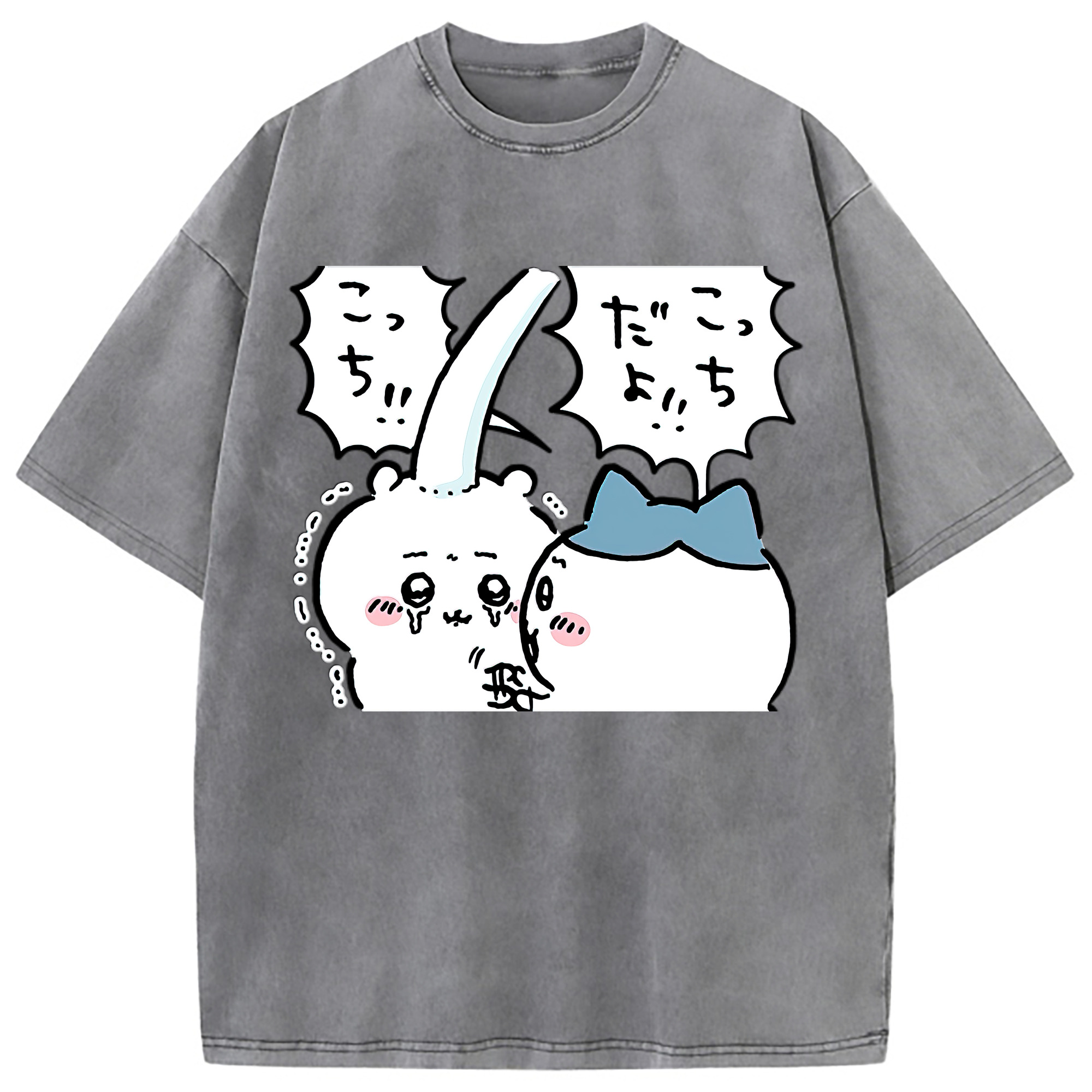 （画像用） ちいかわ ハチワレ Chii-kawa hachiware 綿100% ヴィンテージ風 半袖Tシャツ（フロントプリント）