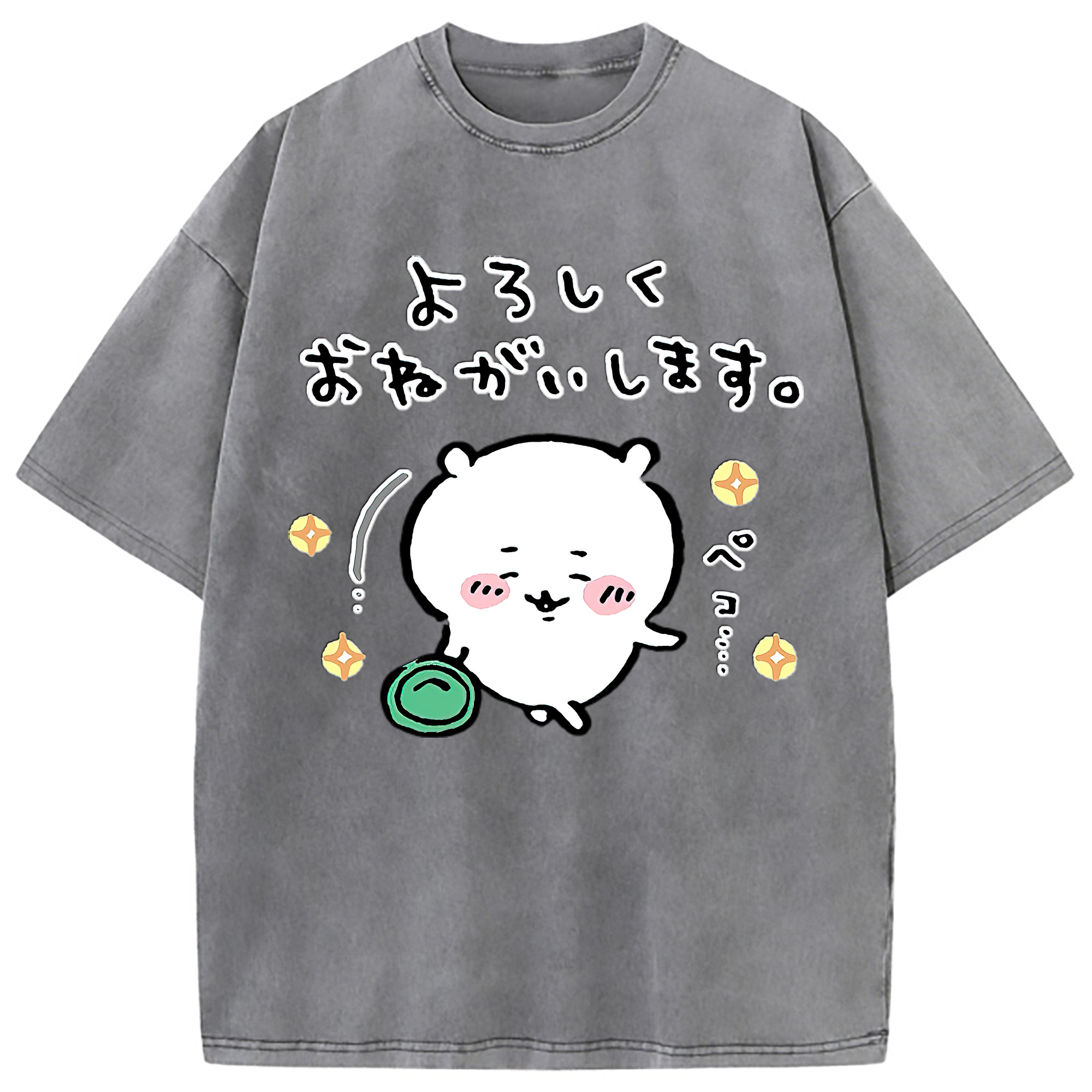 （画像用） ちいかわ ちいかわ Chii-kawa chiikawa 綿100% ヴィンテージ風 半袖Tシャツ（フロントプリント）