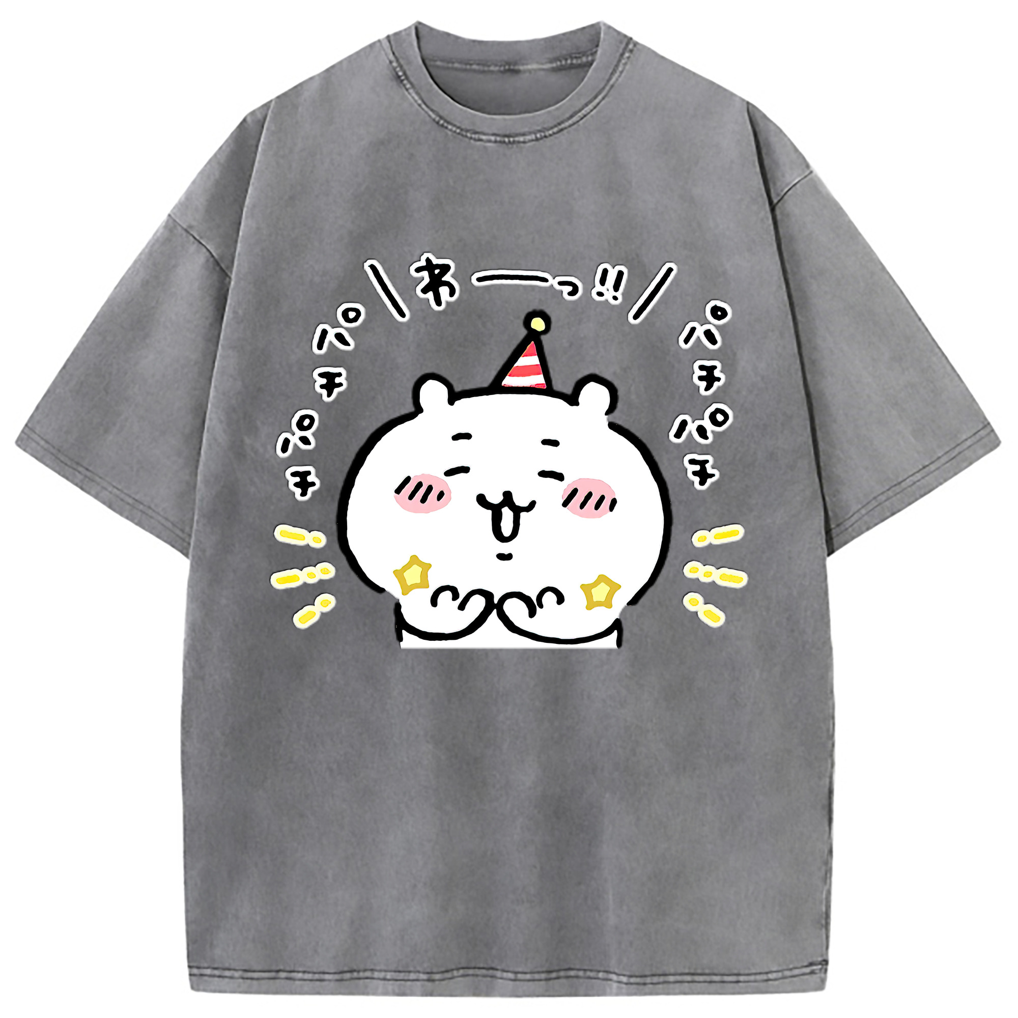 （画像用） ちいかわ ちいかわ Chii-kawa chiikawa 綿100% ヴィンテージ風 半袖Tシャツ（フロントプリント）