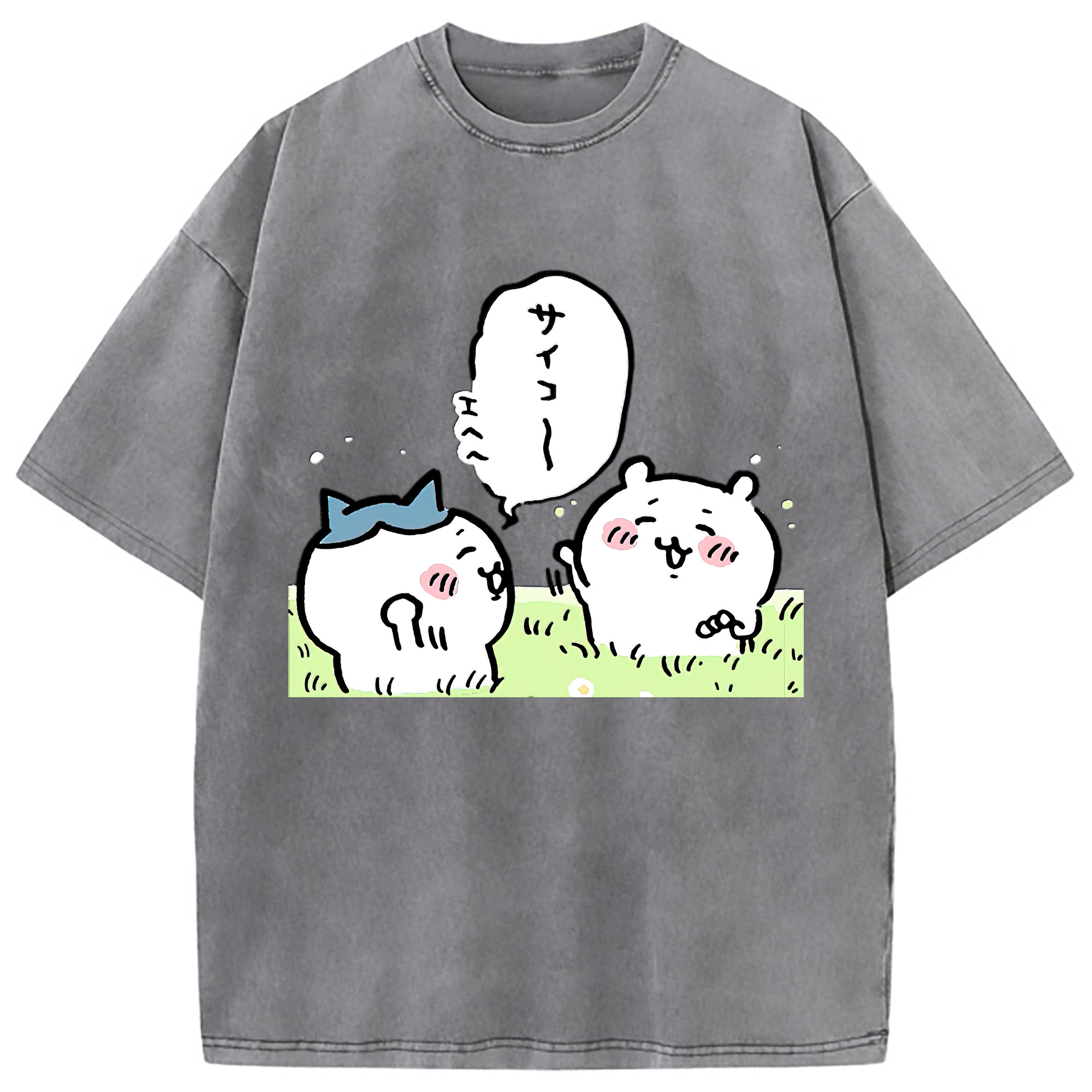 （画像用） ちいかわ ちいかわ Chii-kawa chiikawa 綿100% ヴィンテージ風 半袖Tシャツ（フロントプリント）