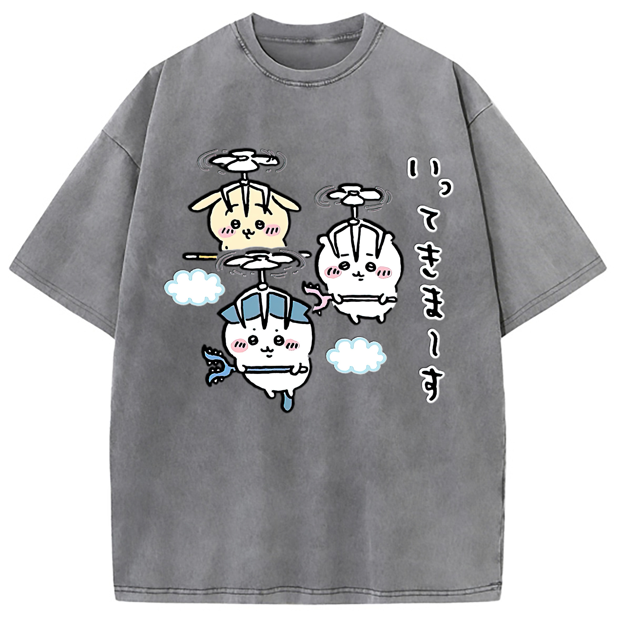 （画像用） ちいかわ ちいかわ Chii-kawa chiikawa 綿100% ヴィンテージ風 半袖Tシャツ（フロントプリント）