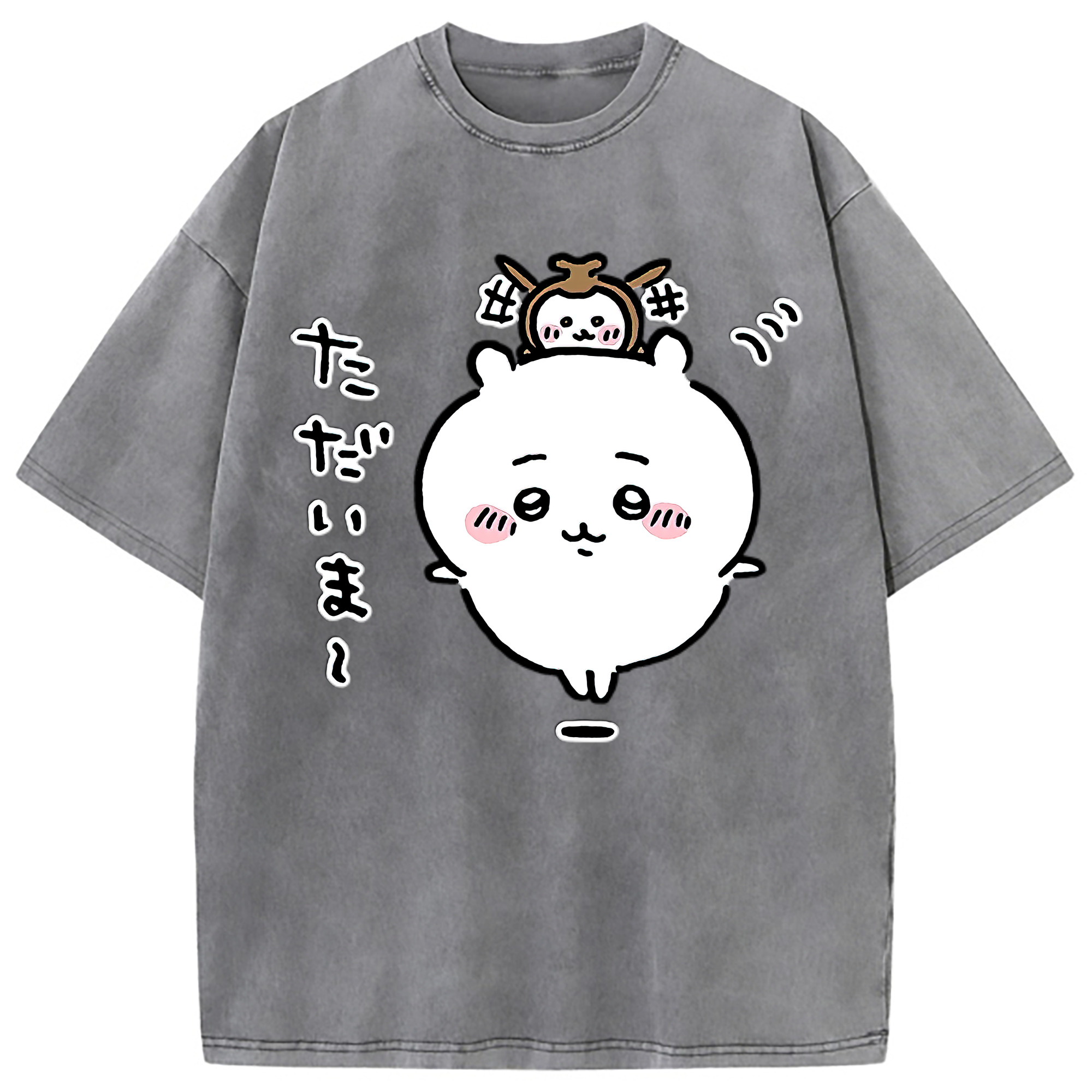 （画像用） ちいかわ ちいかわ Chii-kawa chiikawa 綿100% ヴィンテージ風 半袖Tシャツ（フロントプリント）