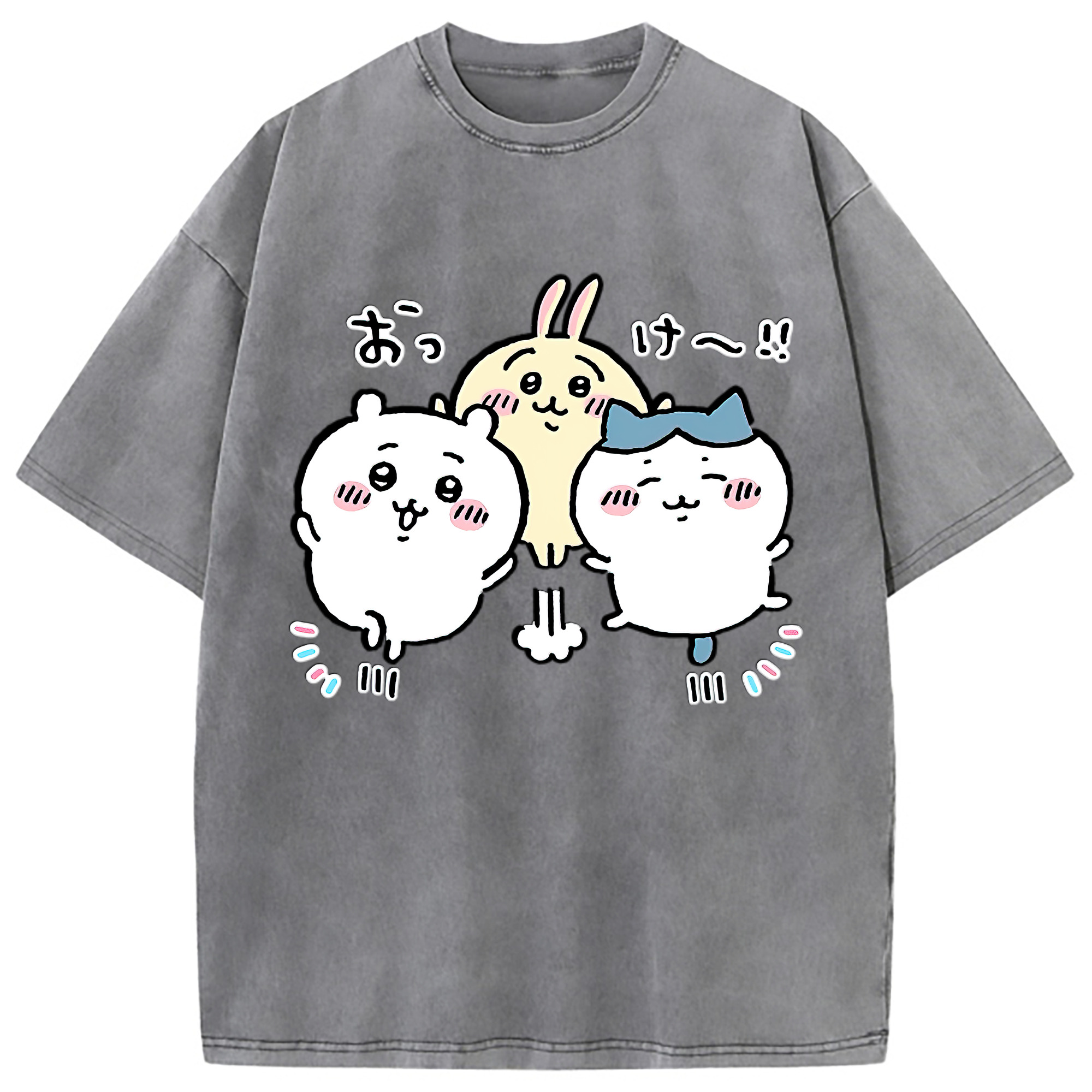 （画像用） ちいかわ ちいかわ Chii-kawa chiikawa 綿100% ヴィンテージ風 半袖Tシャツ（フロントプリント）