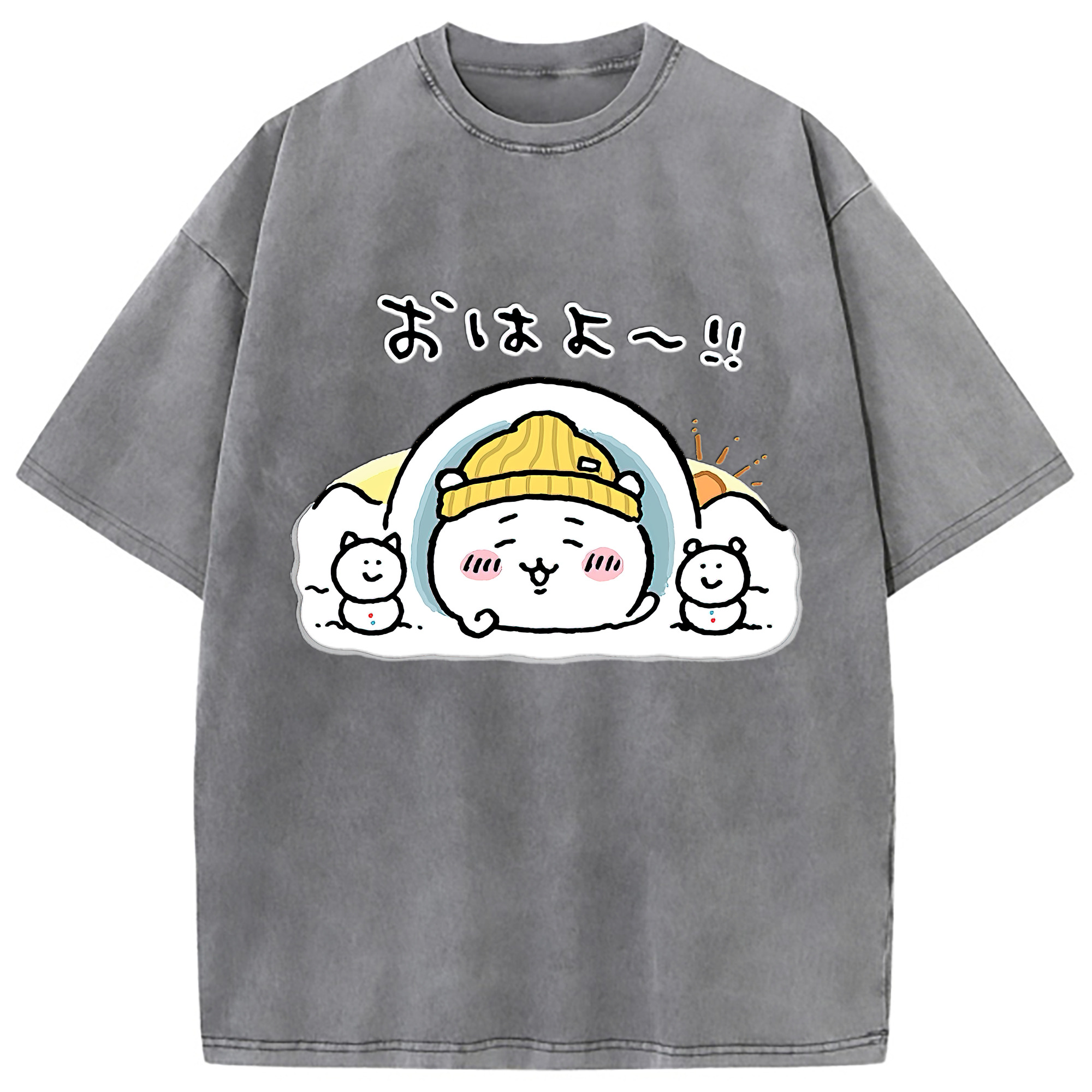 （画像用） ちいかわ ちいかわ Chii-kawa chiikawa 綿100% ヴィンテージ風 半袖Tシャツ（フロントプリント）