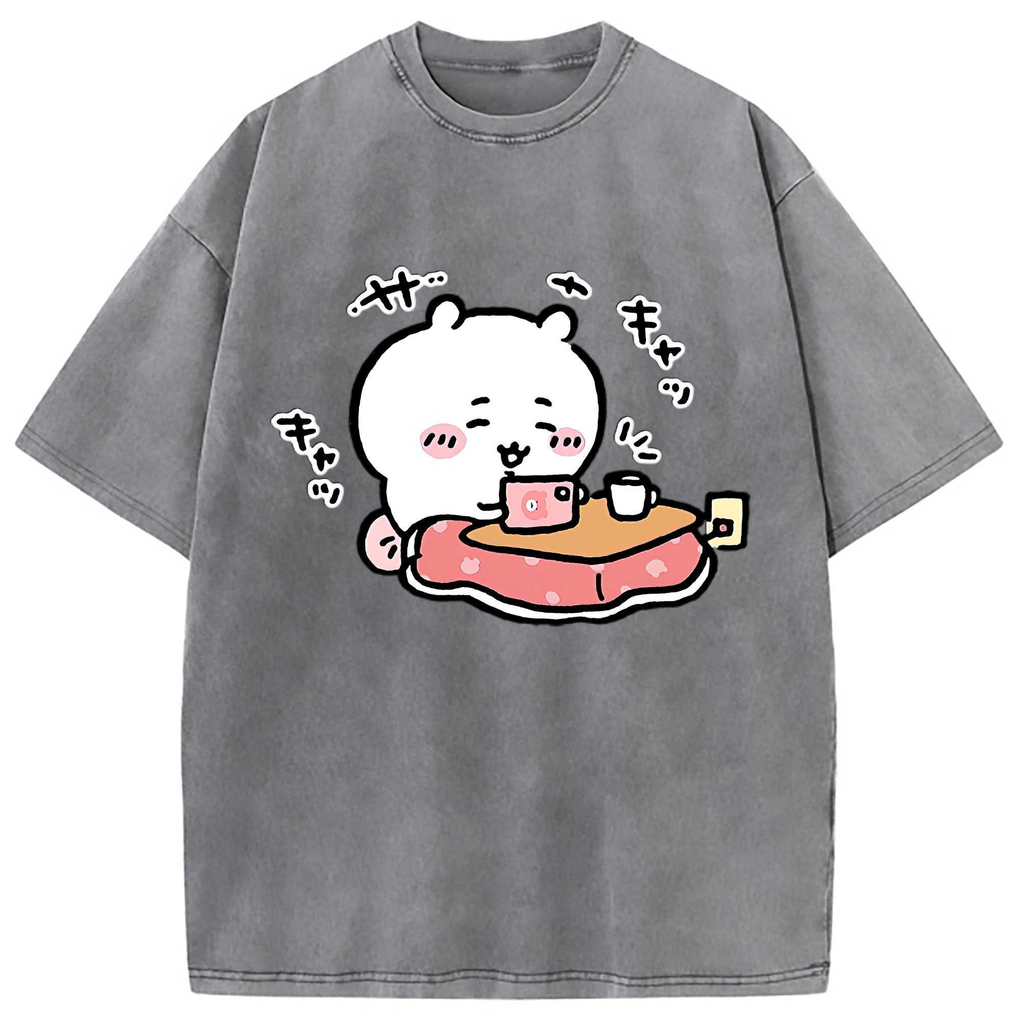 （画像用） ちいかわ ちいかわ Chii-kawa chiikawa 綿100% ヴィンテージ風 半袖Tシャツ（フロントプリント）